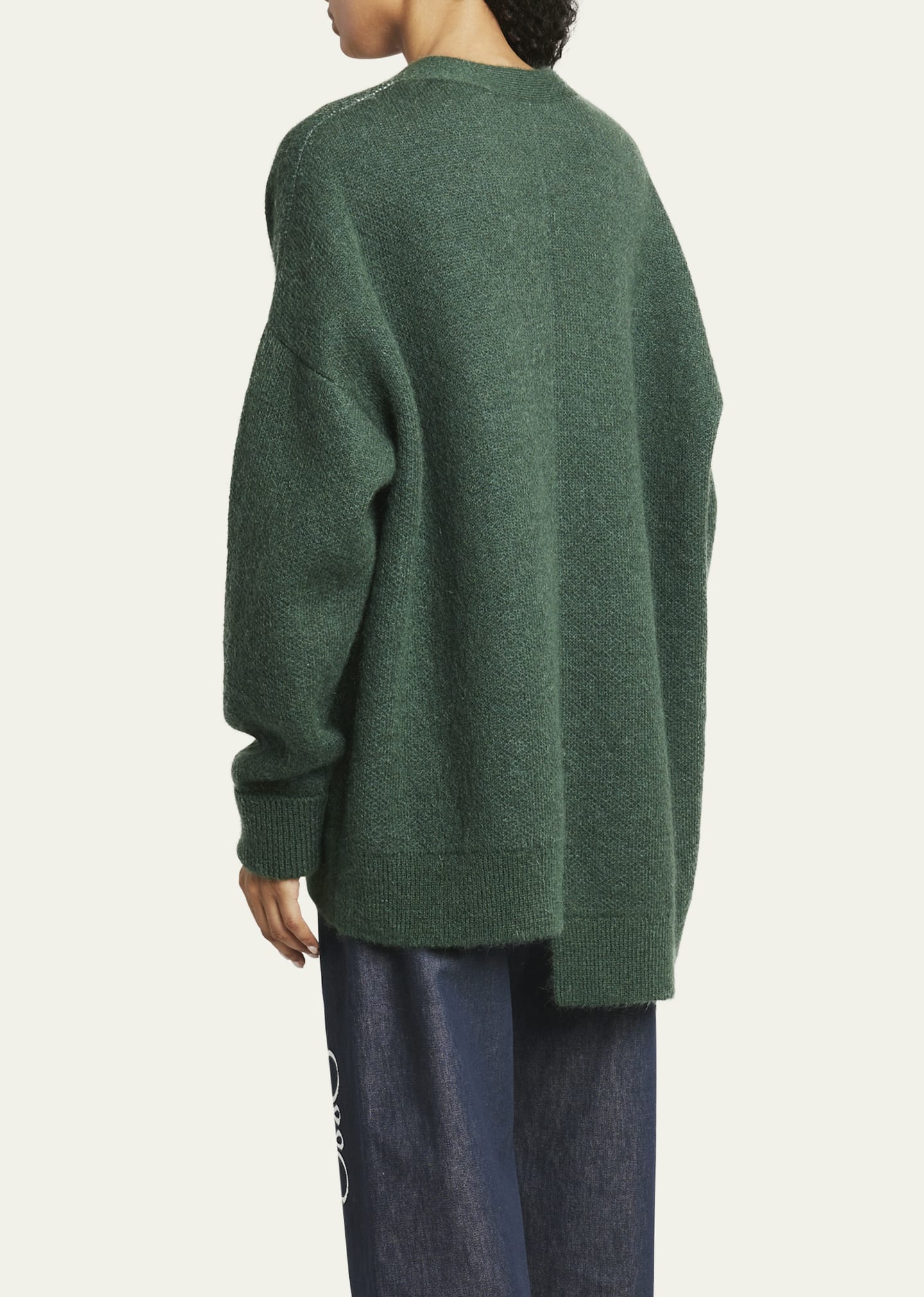 Loewe Suna Fujita Asymmetric Embroidered Mohair Cardigan