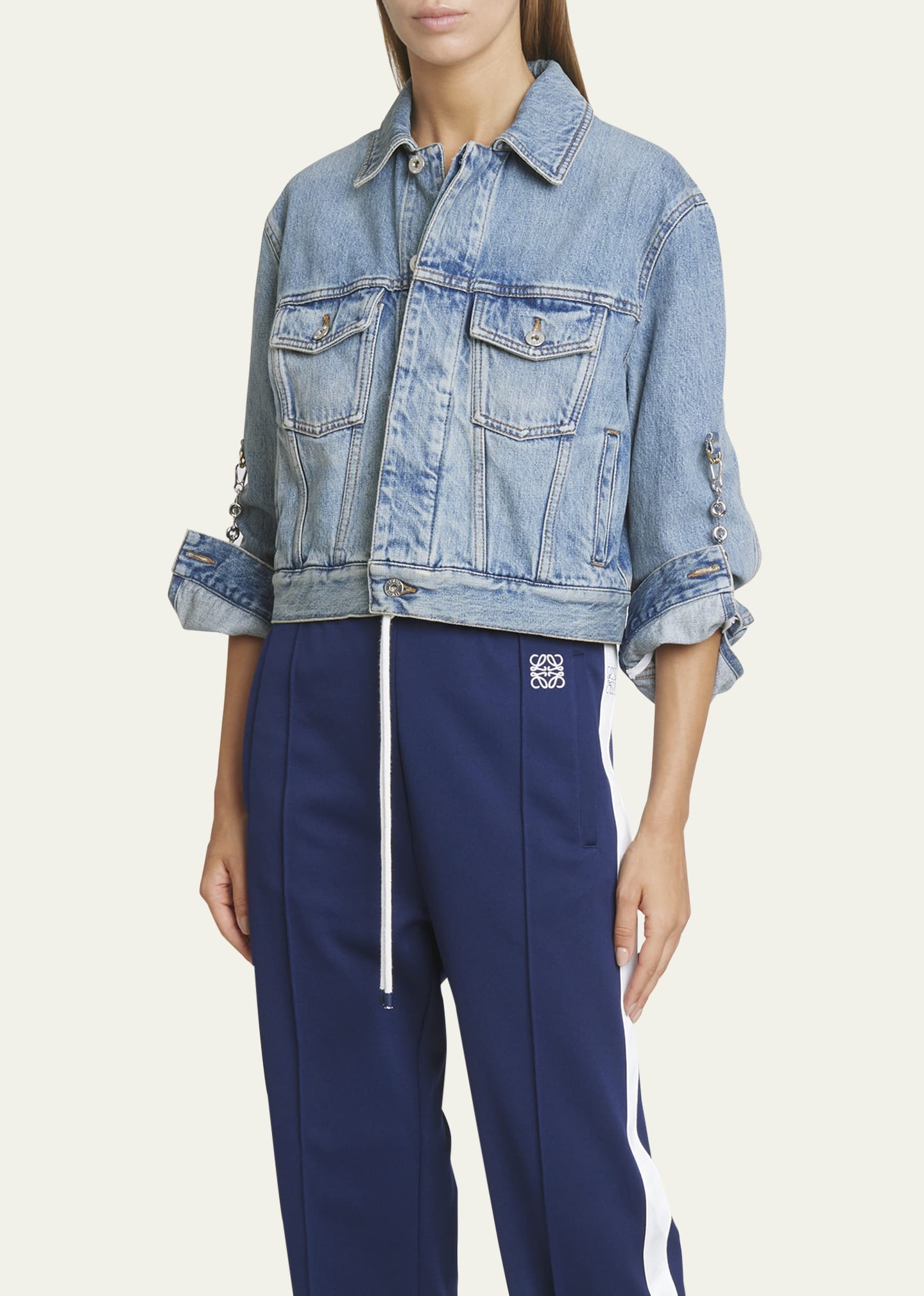 Loewe Denim Jacket with Chain Details - Bergdorf Goodman