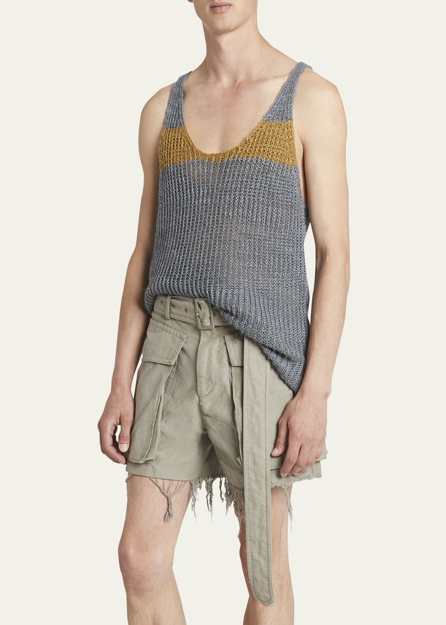 Dries Van Noten Men's Loose Striped Linen Knit Tank Top - Bergdorf