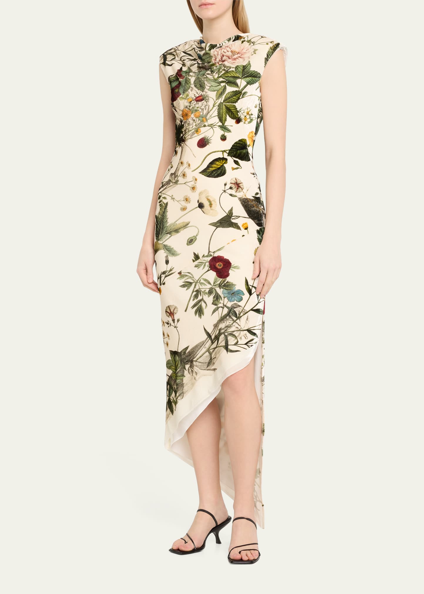 monse asymmetrical floral slit dress Asymmetrical Floral Slit Dress by Monse