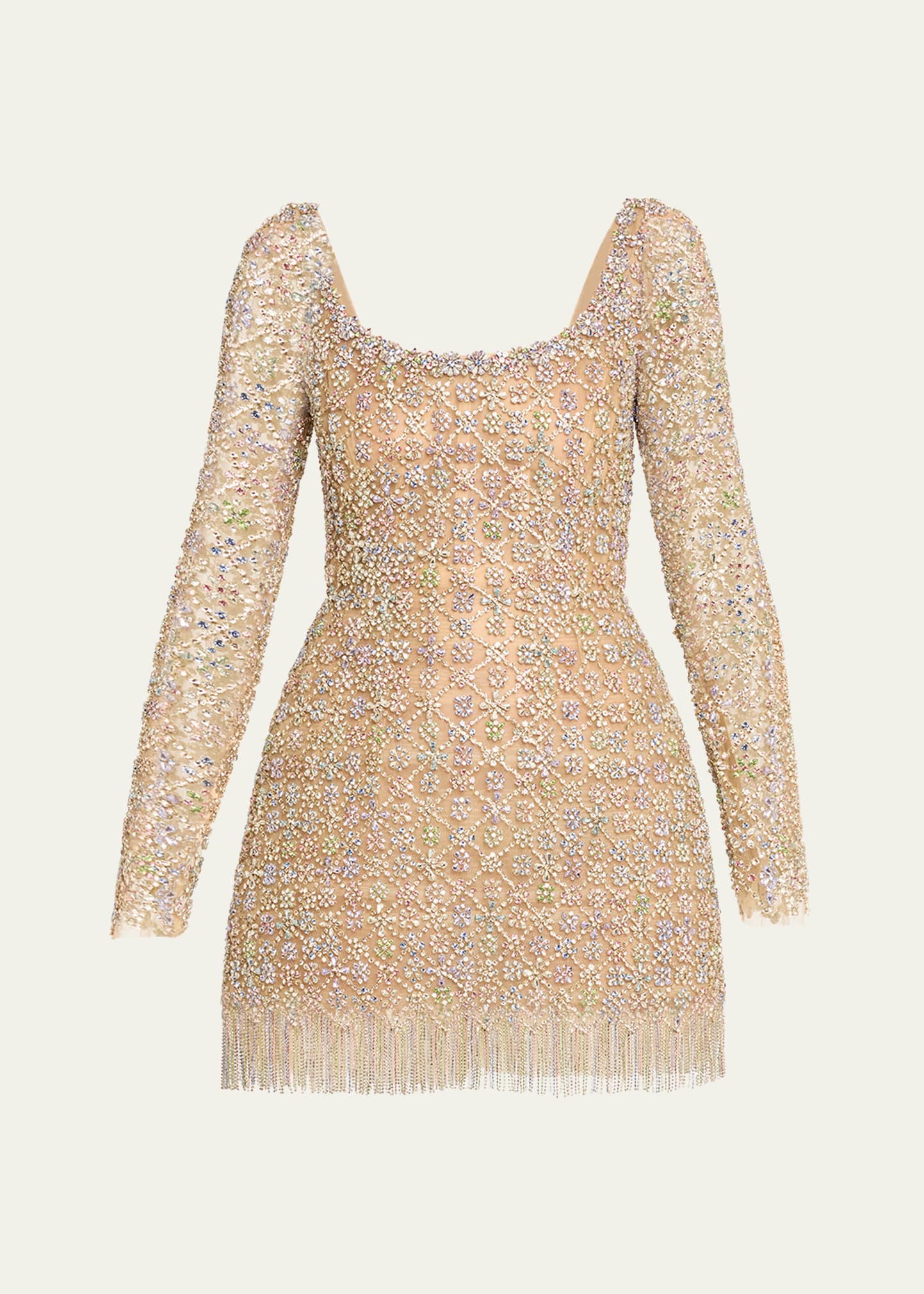 Oscar de la Renta Flower Crystal Mini Fringe Cocktail Dress - Bergdorf  Goodman