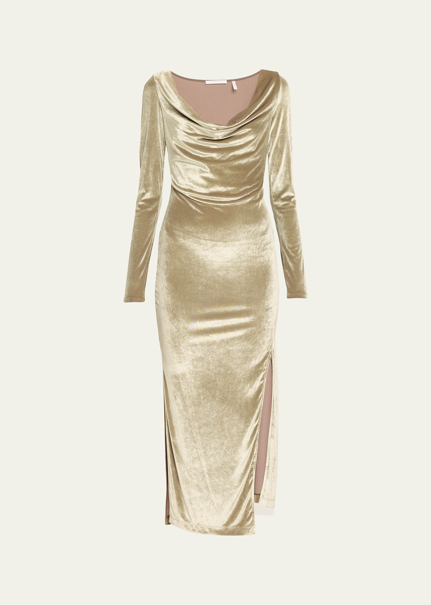 slim fit dress slacks Bohemian Rapture Long Black and Gold Velvet Dress M-L main image 1