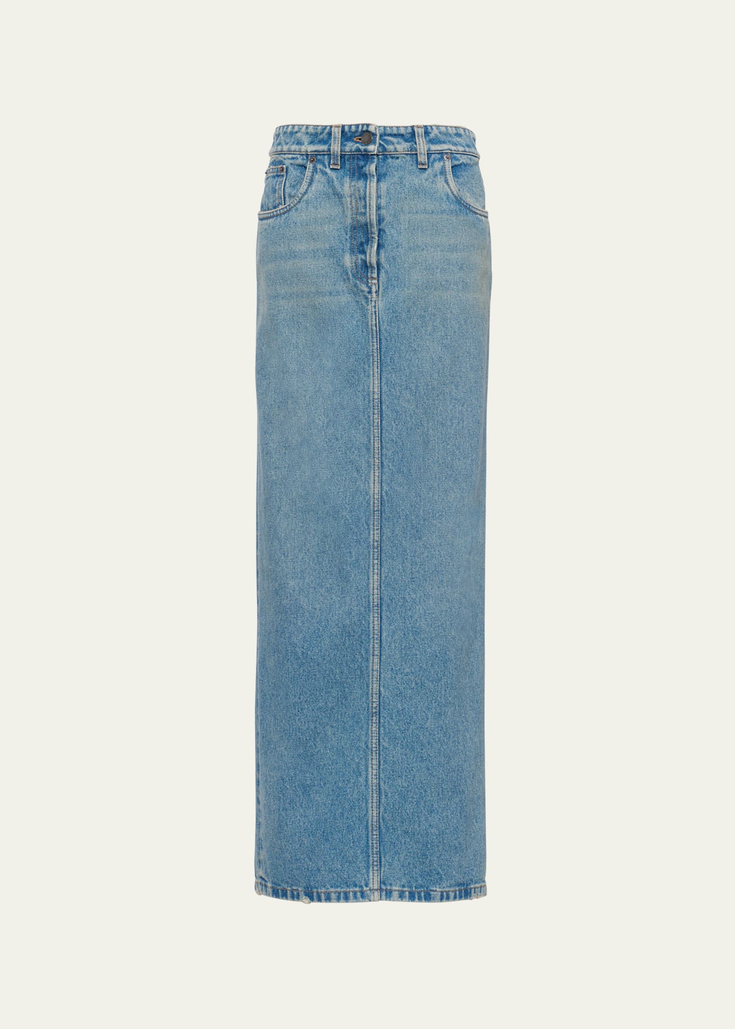スカート PRADA Denim maxi skirt Prada Long Denim Washed Skirt - Bergdorf Goodman