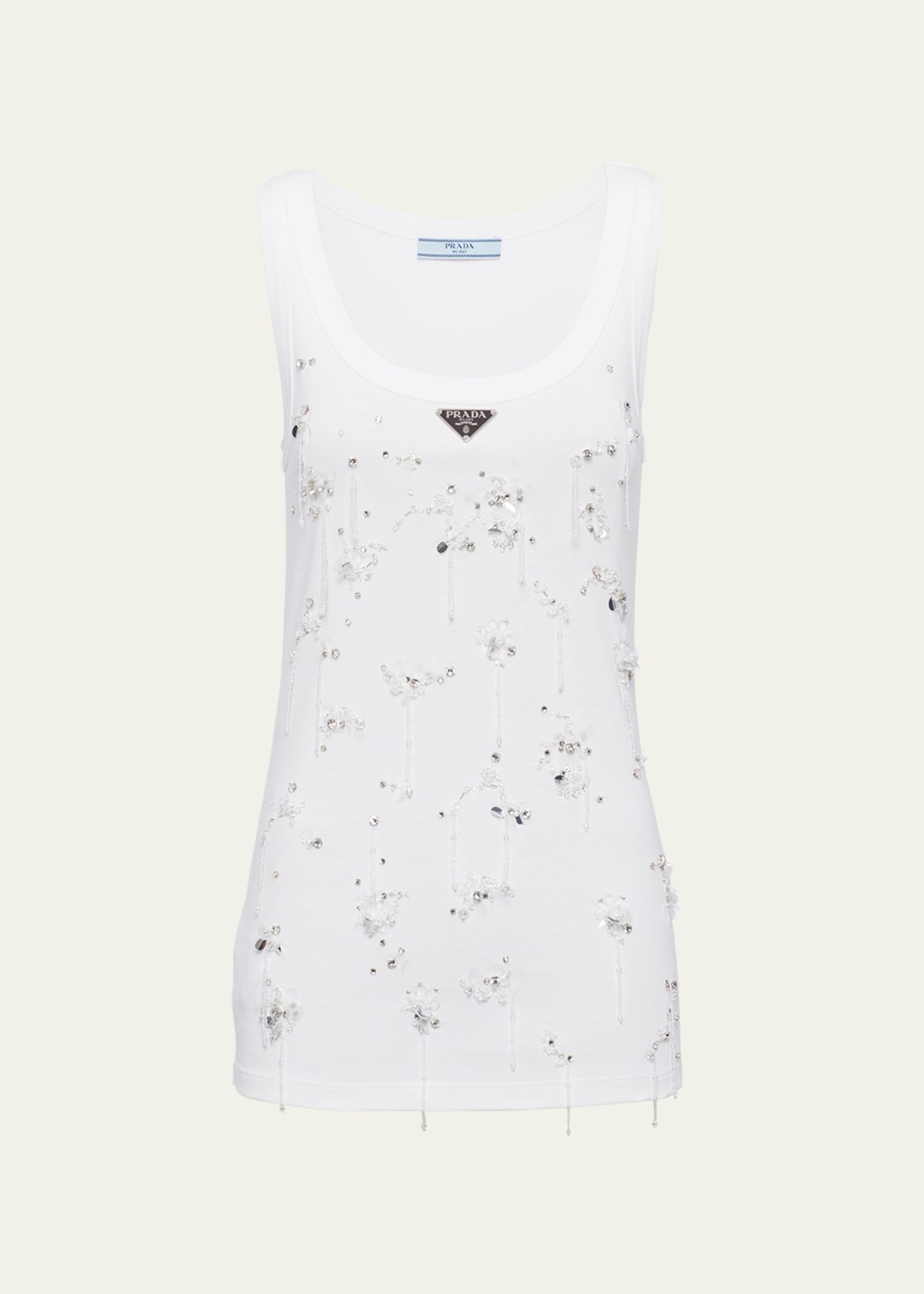 Prada Crystal Ribbed Tank Top