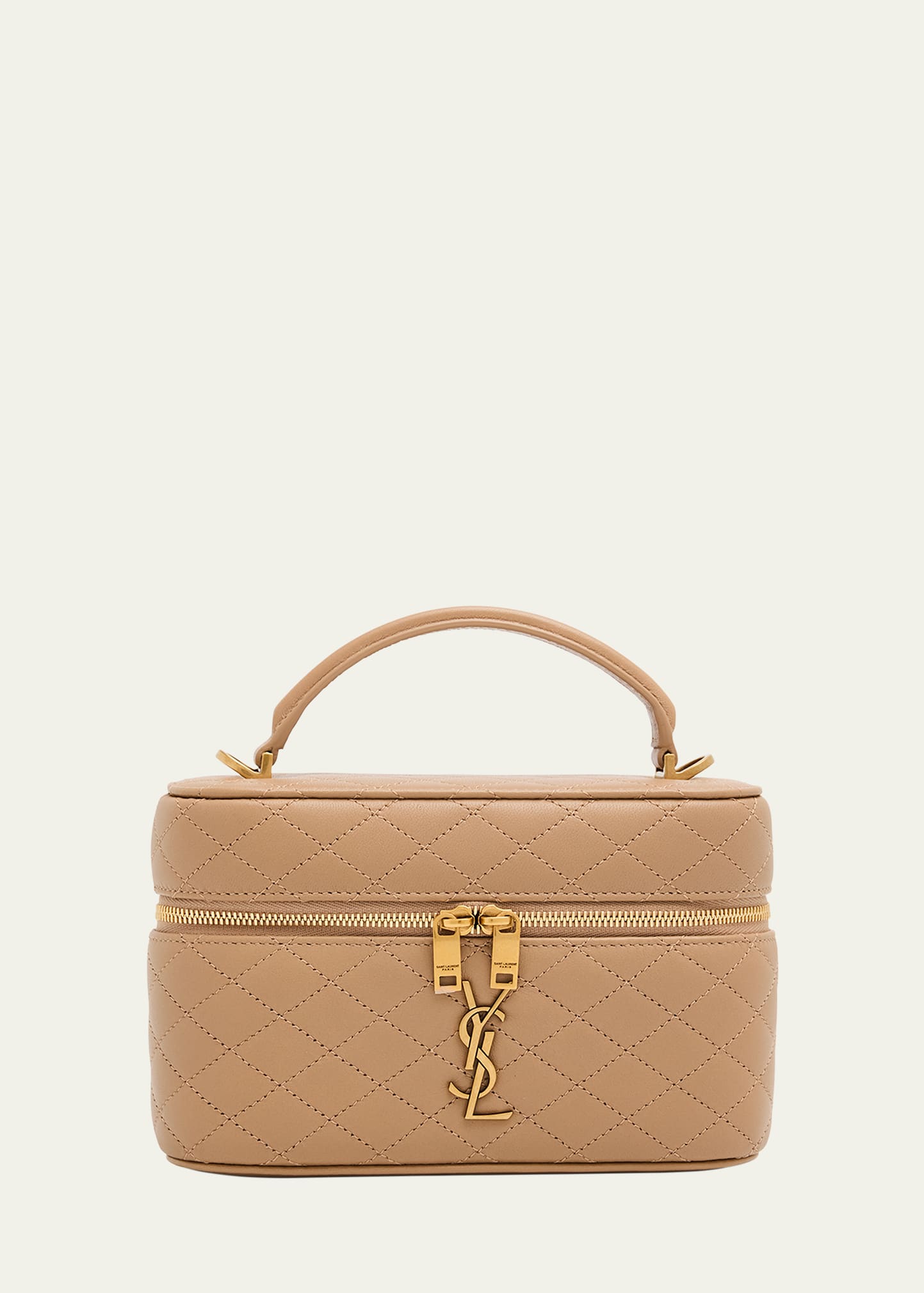 Saint Laurent Gabby Mini Vanity Case in Quilted Leather with Saint Laurent Gabby Mini Vanity Case in Quilted Leather with