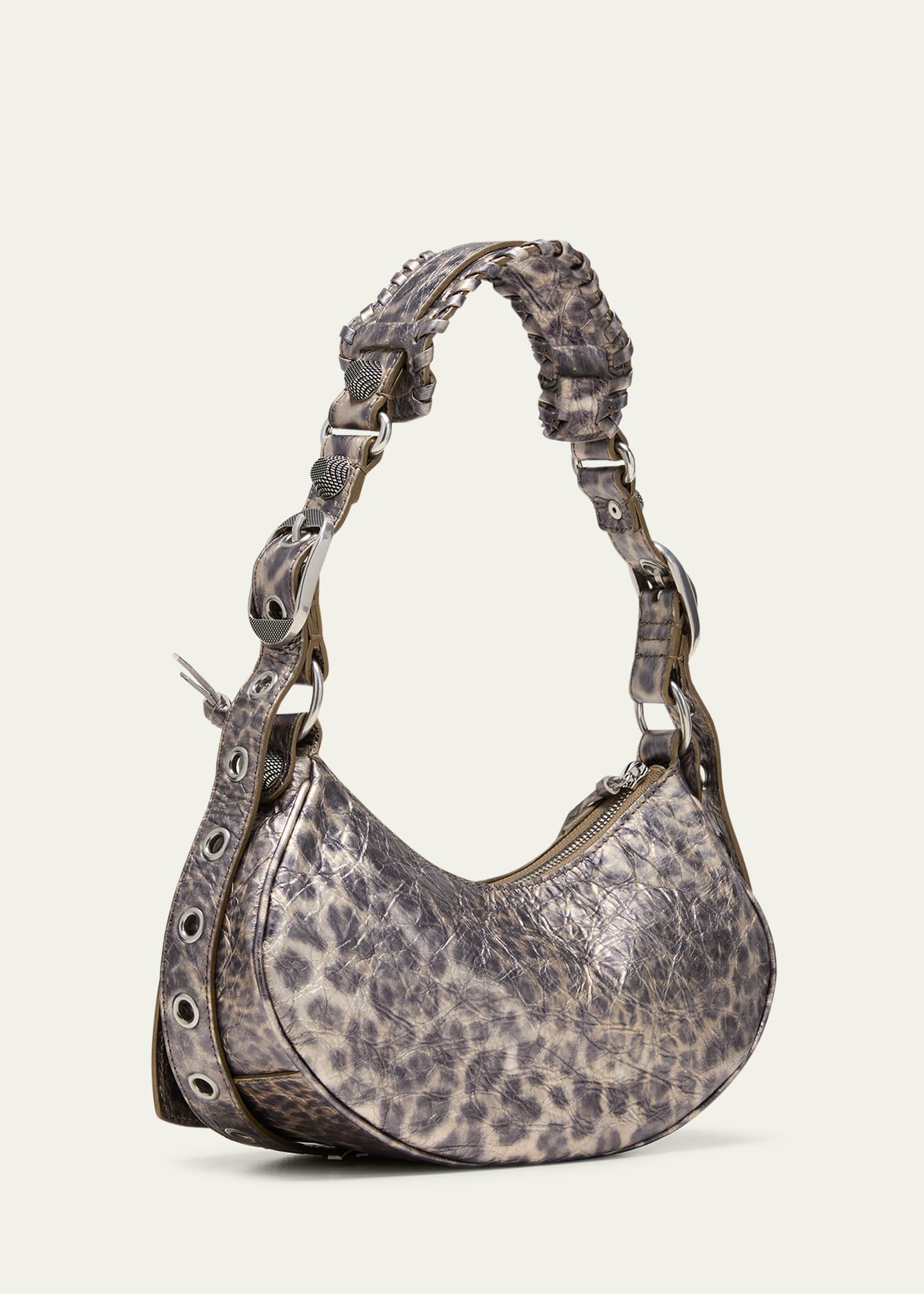 pocco BALENCIAGA CAGOLE STUD バレンシアガ Balenciaga Cagole XS Leopard Stud Hobo Shoulder Bag
