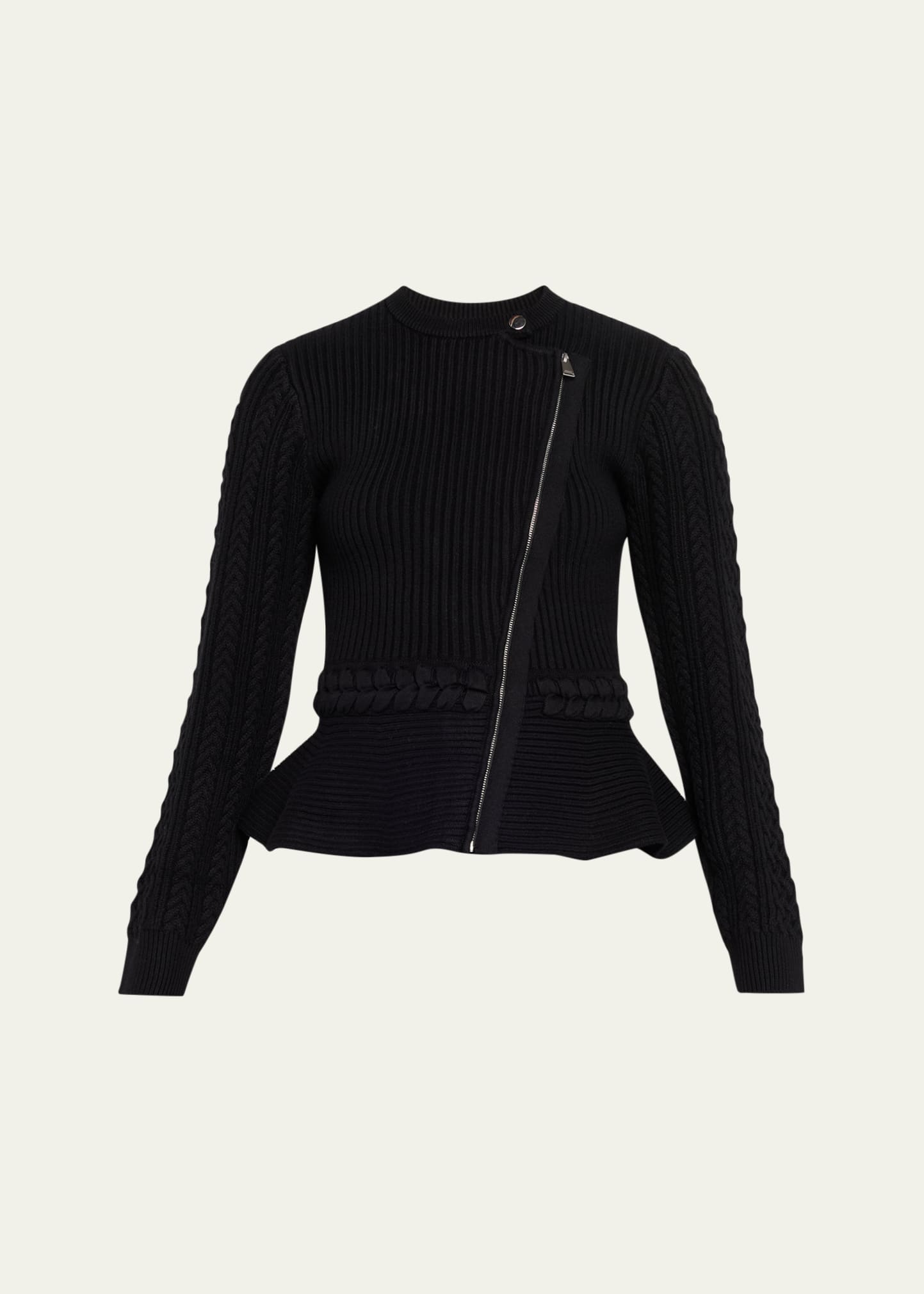 SIMKHAI Andi Mixed-Knit Cotton Peplum Jacket - Bergdorf Goodman