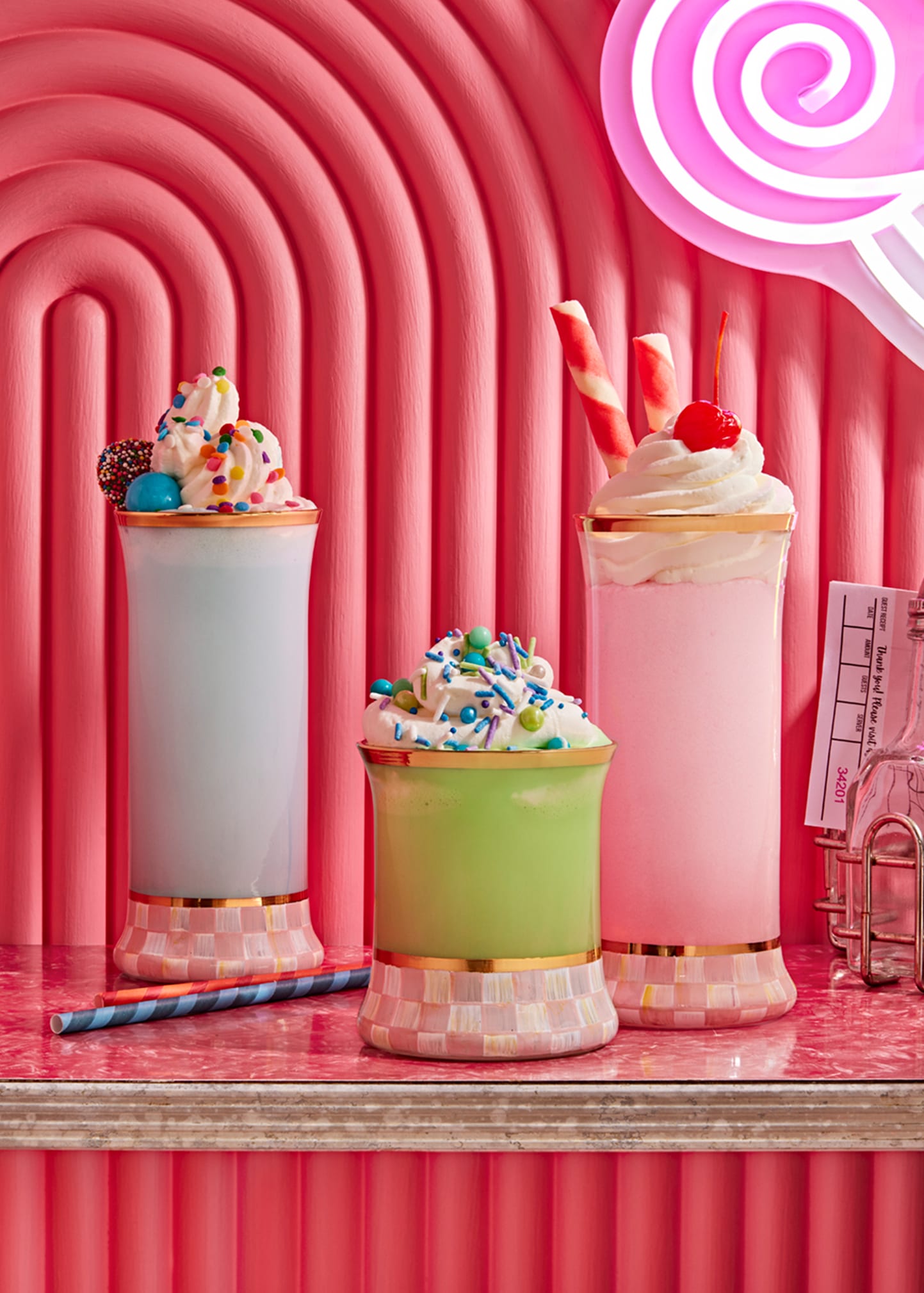 MacKenzie-Childs Rosy Check Tumbler Glasses, Set of 2 - Bergdorf