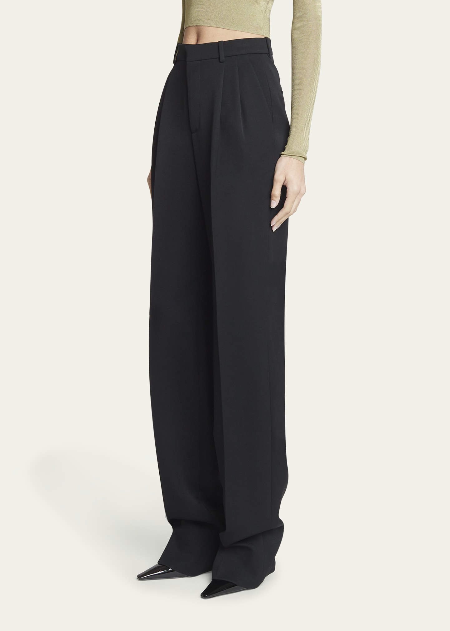 パンツ SAINT LAURENT Women Straight Pants 824389Y1I25 1506 BEIGE Saint Laurent Tailored Straight-Leg Trousers - Bergdorf Goodman