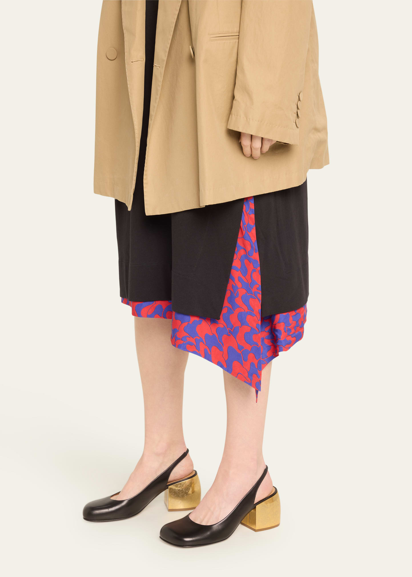 Dries Van Noten Calfskin Metallic-Heel Slingback Pumps