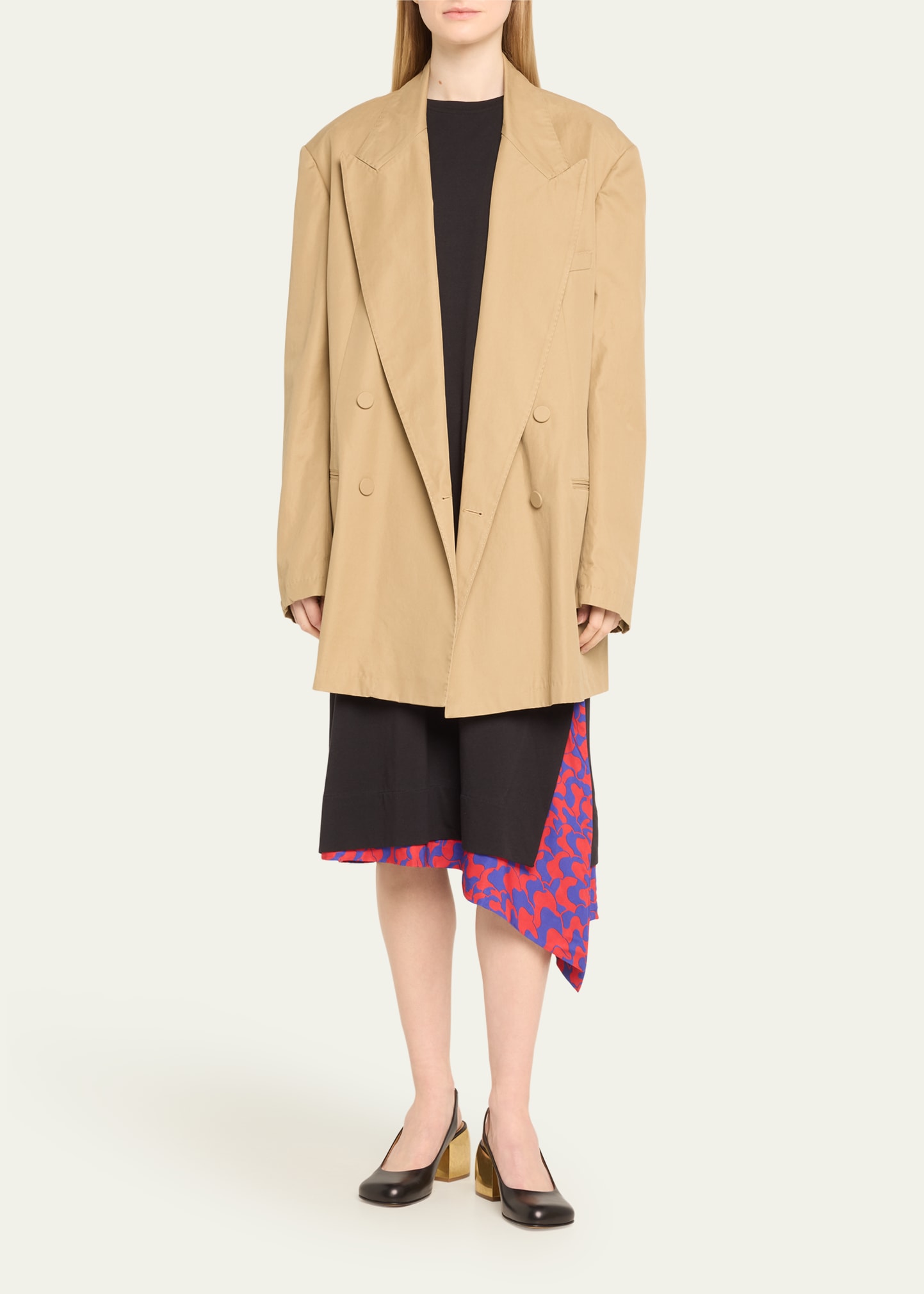 Dries Van Noten Calfskin Metallic-Heel Slingback Pumps