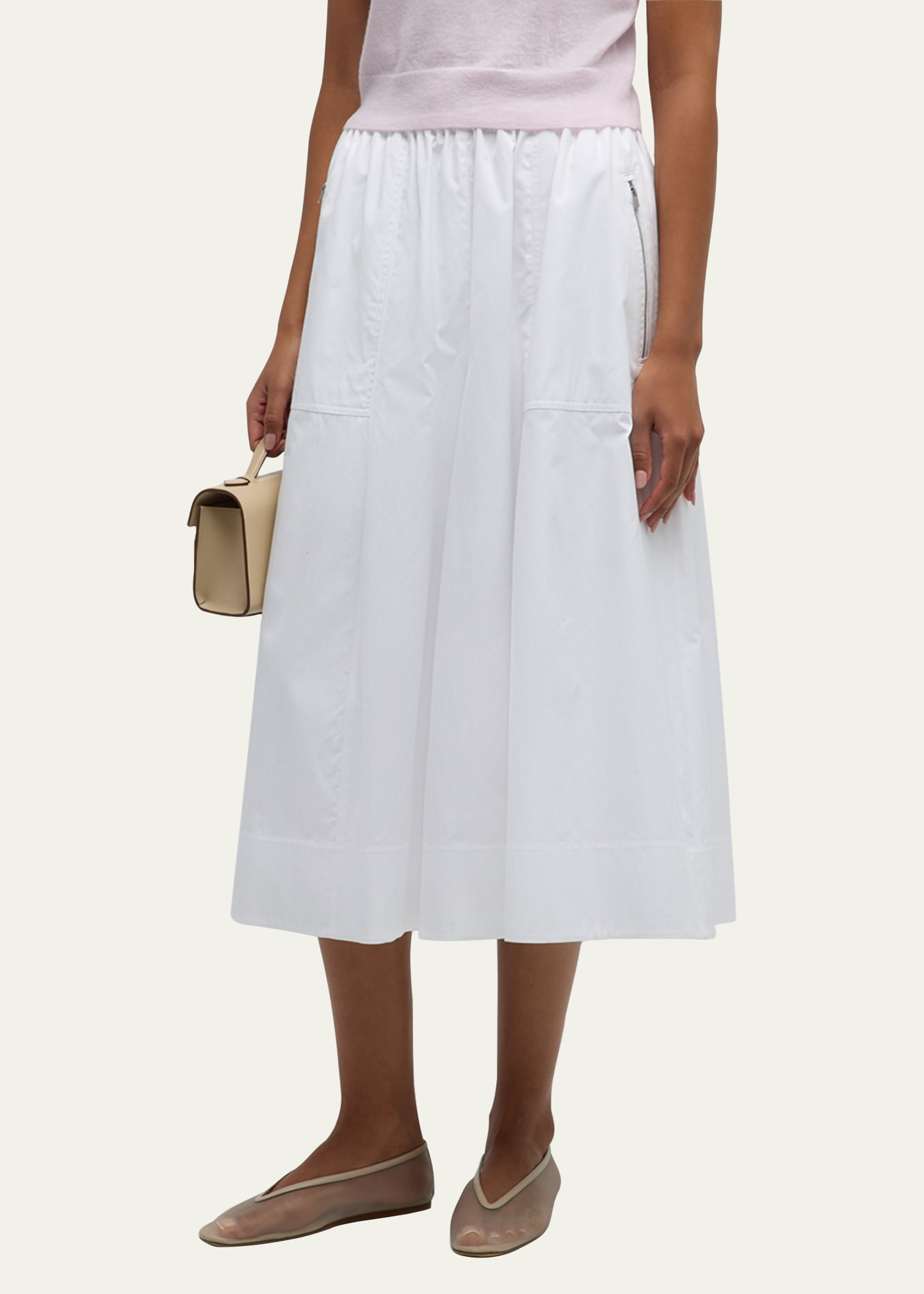 Vince Gathered Utility Zip-Pocket Cotton Midi Skirt - Bergdorf Goodman