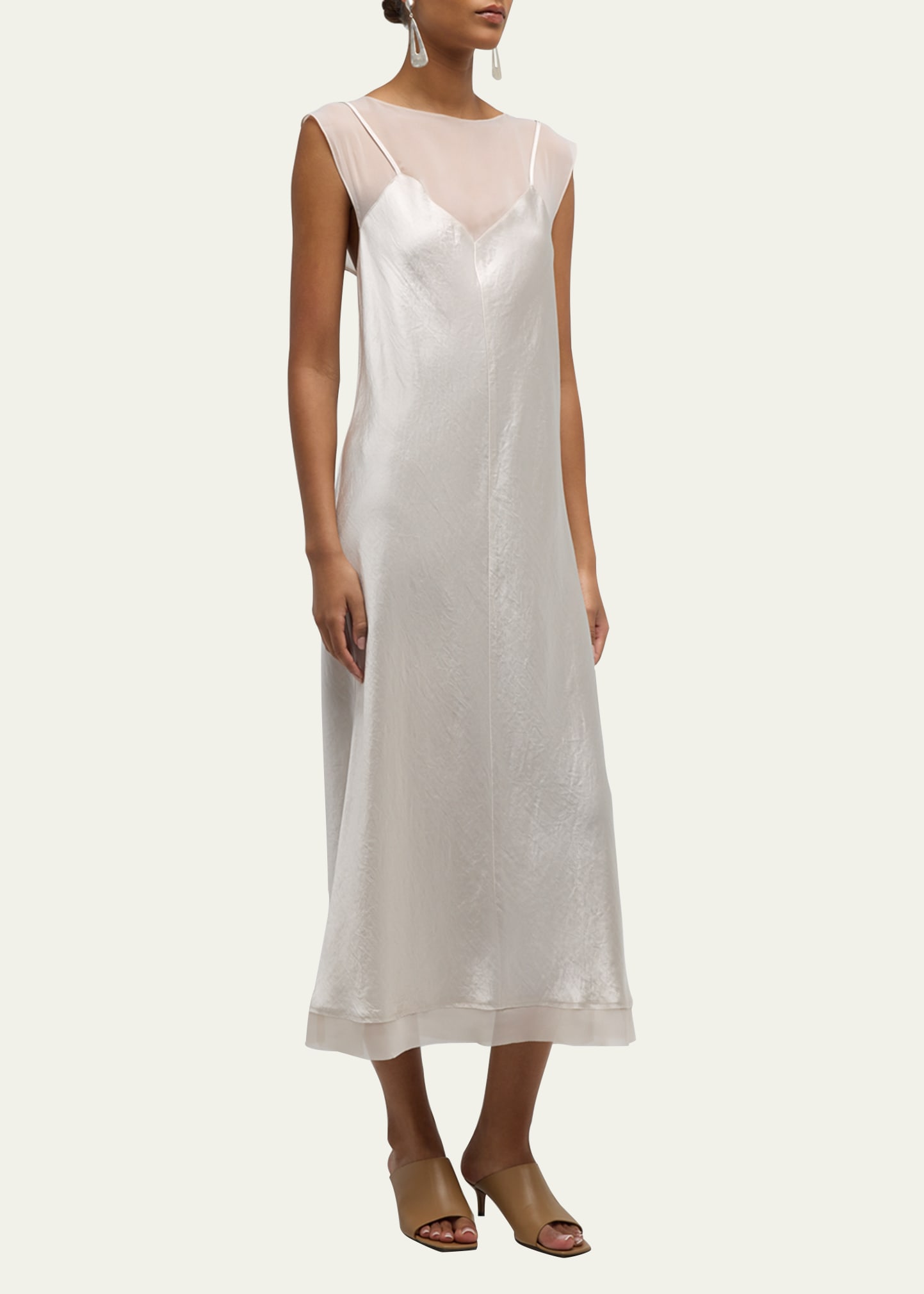 chinese dress ladies Vince Women's Chiffon-Layered Satin Slip Dress main image 1