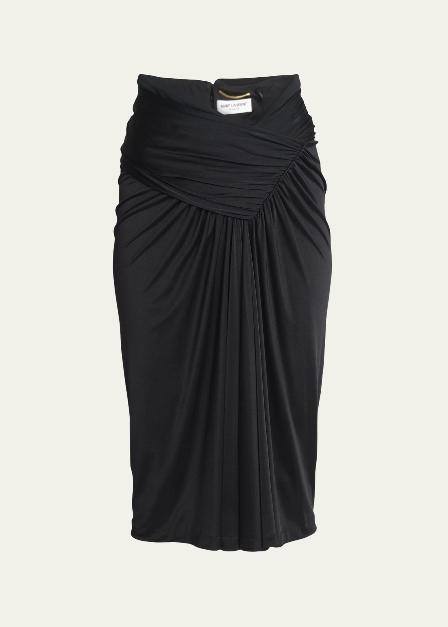 スカート Saint Laurent Ruched detail leather skirt Saint Laurent Black Ruched detail leather skirt for Women
