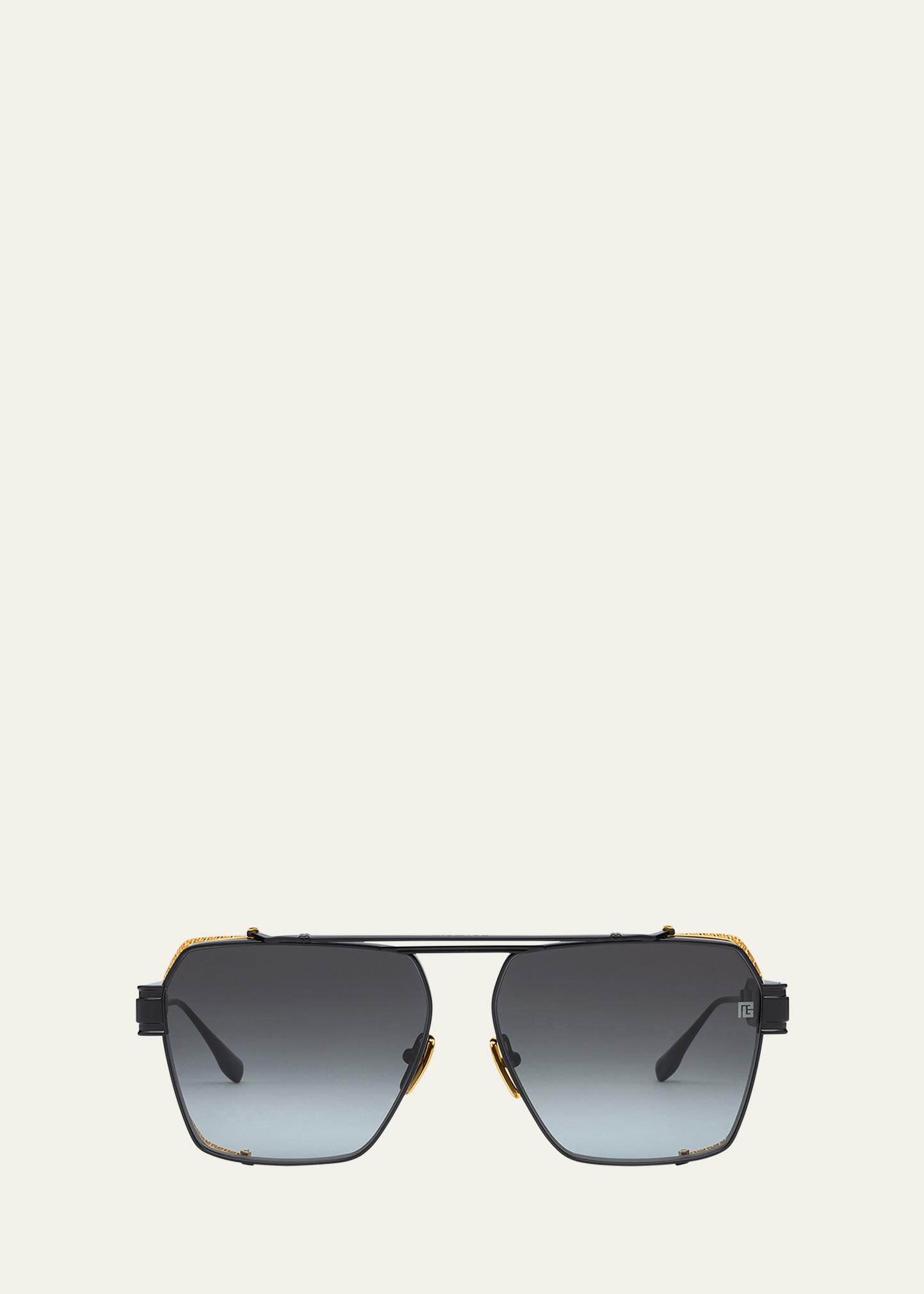 Balmain Premier Titanium Aviator Sunglasses - Bergdorf Goodman display picture 3