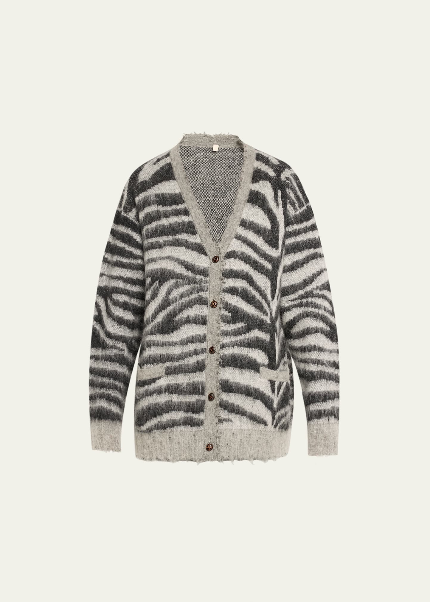 R13 Fuzzy Mohair Zebra Cardigan Bergdorf Goodman