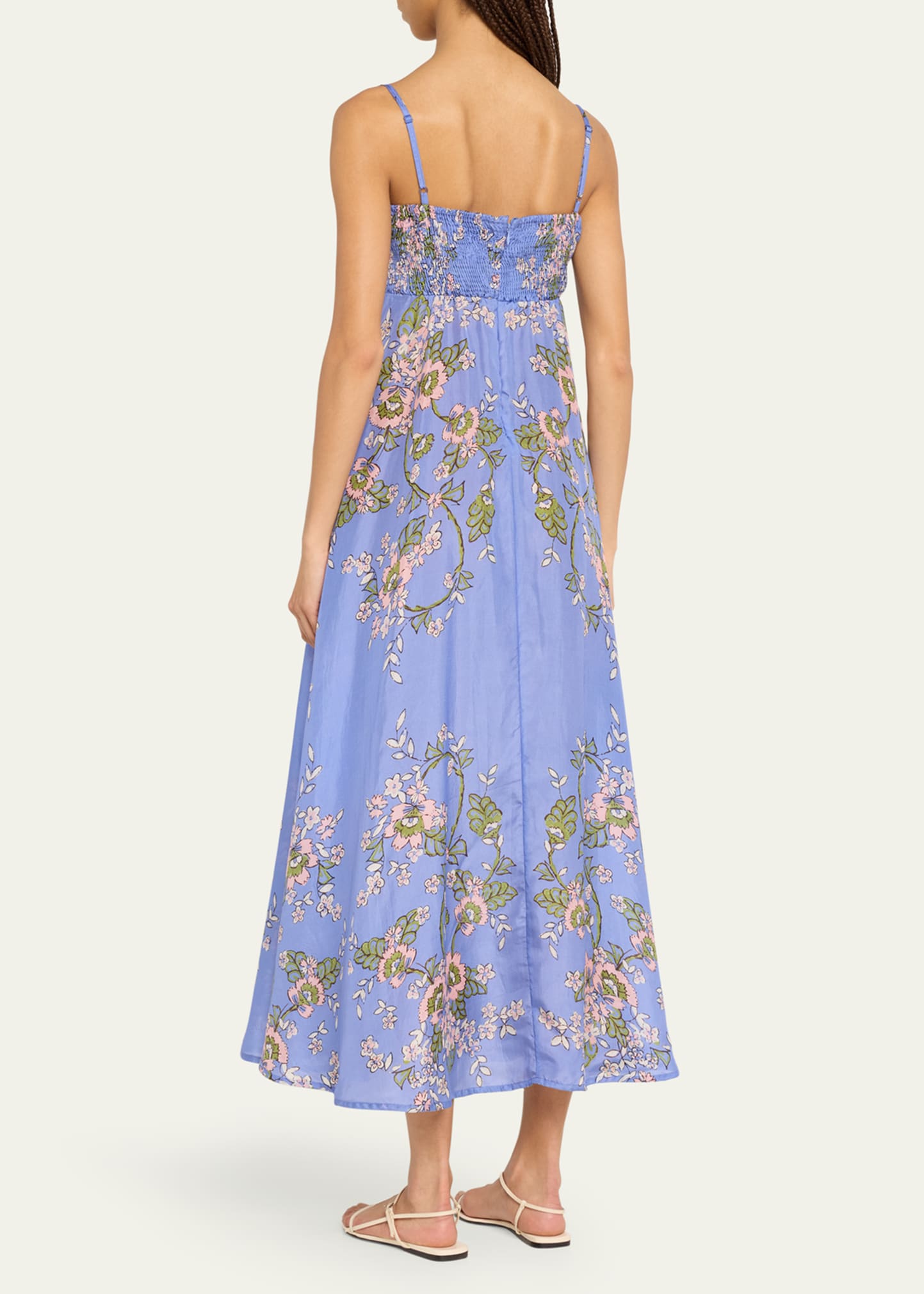 Hannah Artwear Franca Silk Habotai Spaghetti-Strap Midi Dress