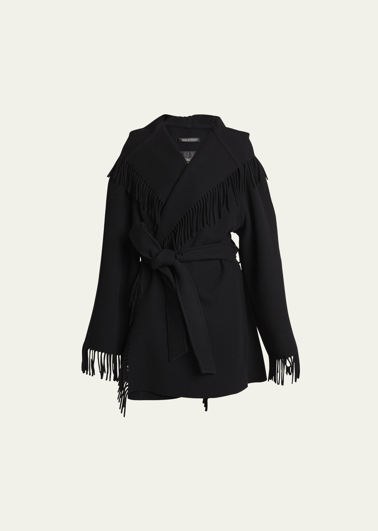 関税送料込Balenciaga Fringe Coat BALENCIAGA | Fringe Detail Wool Wrap Coat | Women | Lane