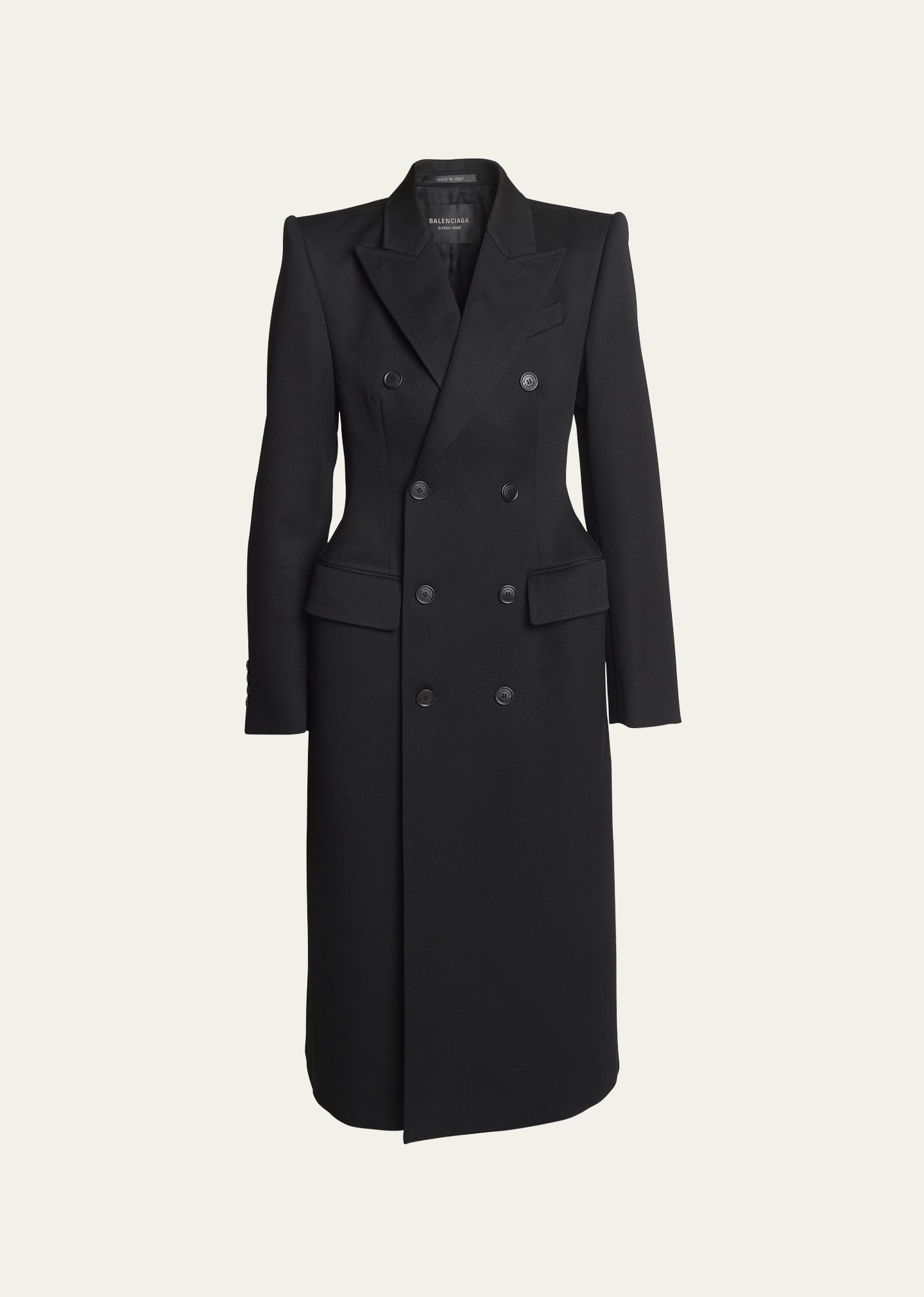【BALENCIAGA】hourglass double-breasted wool ジャケット Hourglass double-breasted wool blazer in black - Balenciaga