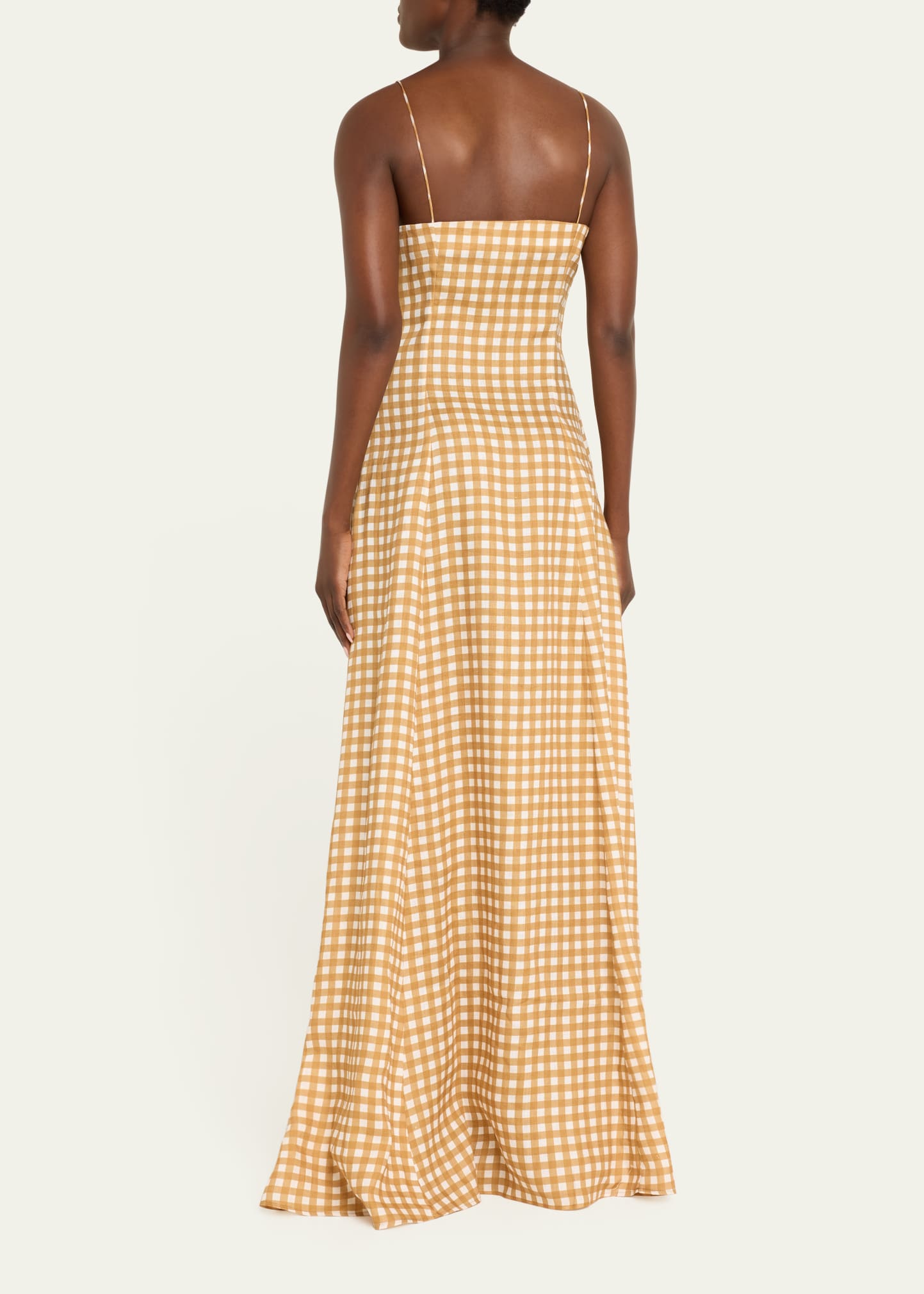 graduation dress brown ISMAE MAXI DRESS CHOC GINGHAM – Fayt The Label main image 1