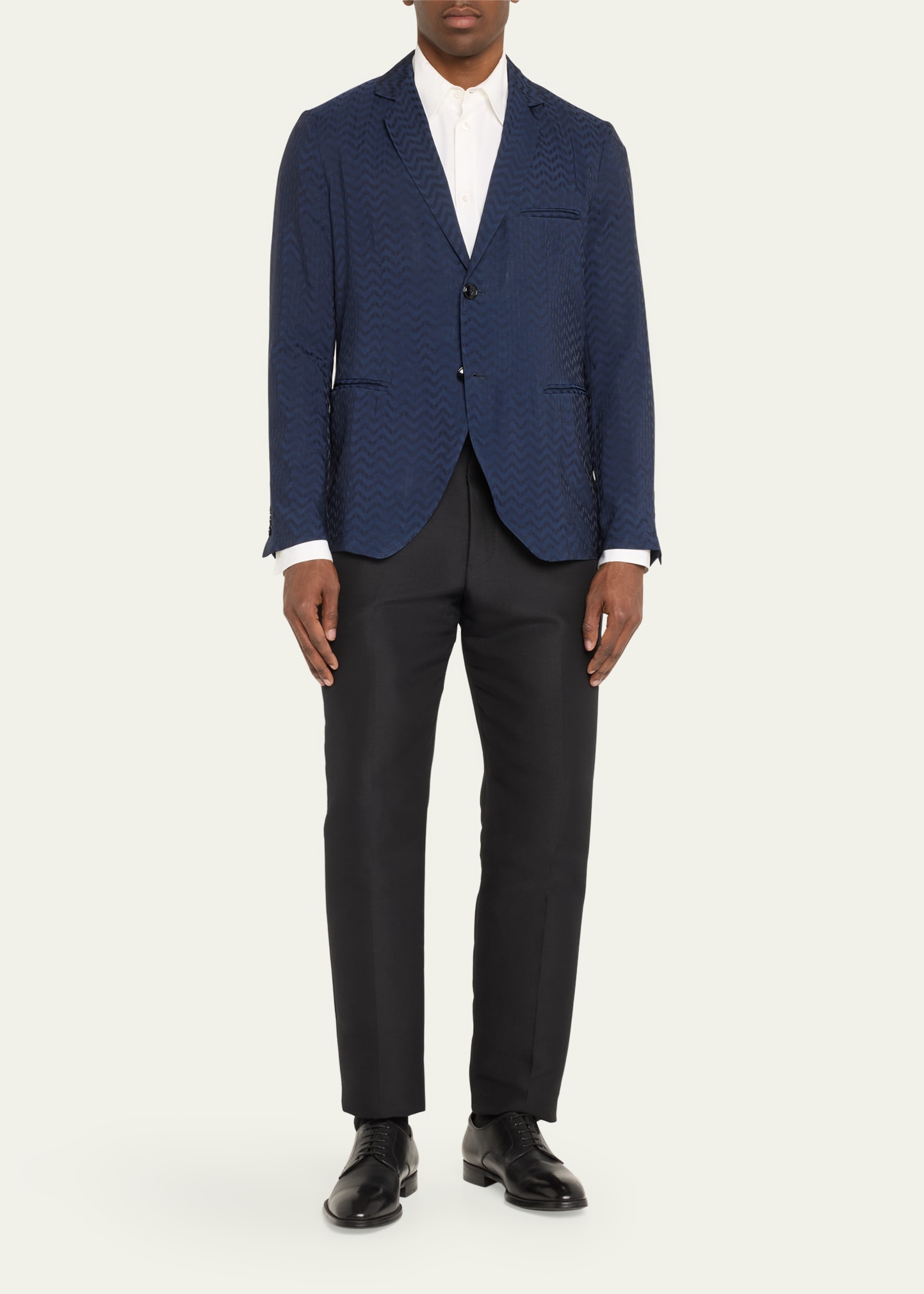 Giorgio Armani Men's Cupro Chevron Blazer - Bergdorf Goodman