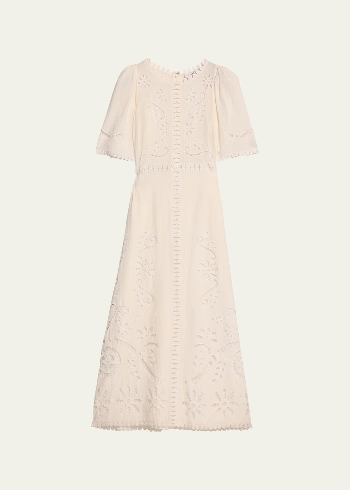 sachin and babi light blue dress Sea Sea Sofia Embroidered Puff-Sleeve Cotton Midi Dress - Moda Operandi -  Dresses & Skirts main image 1