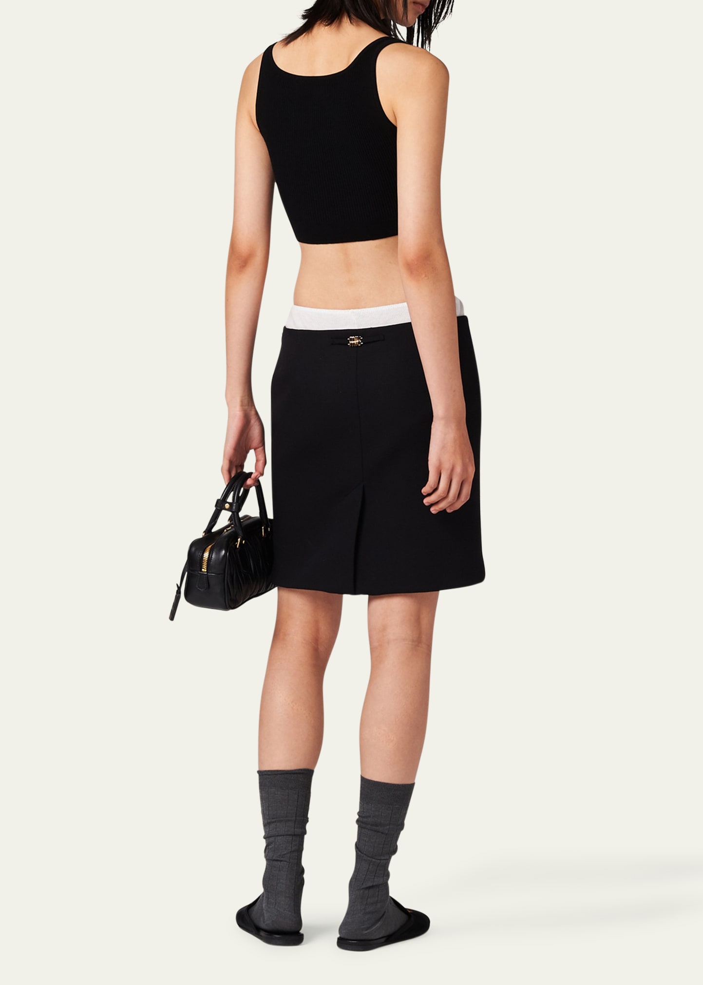 Miu Miu Ribbed Keyhole Cropped Tank Top - Bergdorf Goodman