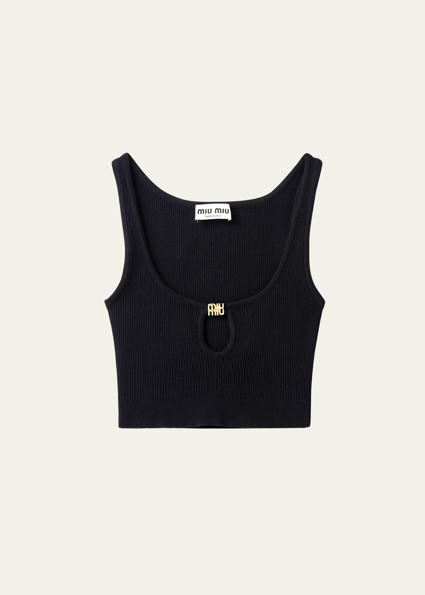 Miu Miu Ribbed Keyhole Cropped Tank Top - Bergdorf Goodman