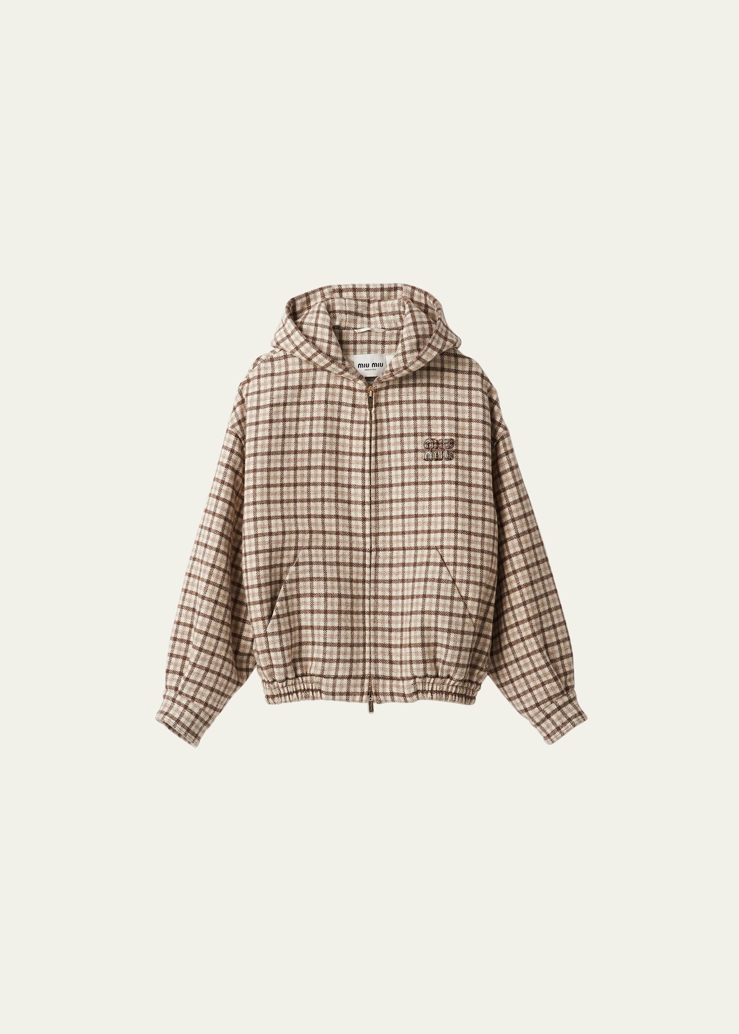 Miu Miu Check Hooded Cropped Wool Jacket - Bergdorf Goodman