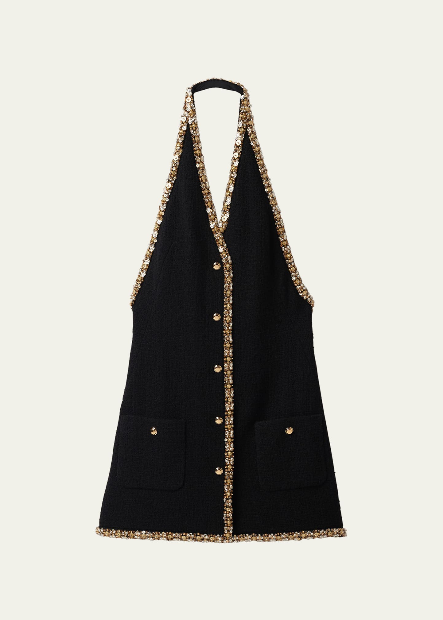Miu Miu Mini Dress With Crystal Embellishment - Bergdorf Goodman