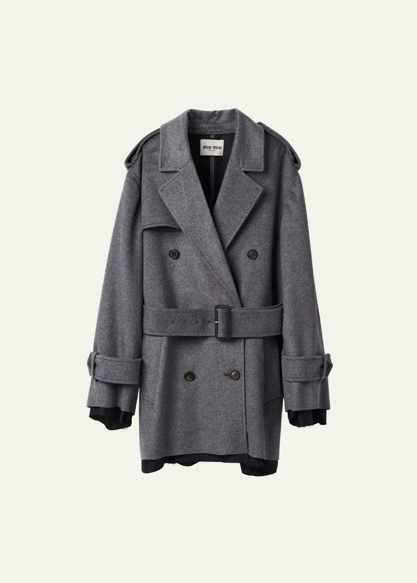 Miu Miu Short Velour Double-Breast Belted Wool Coat - Bergdorf 