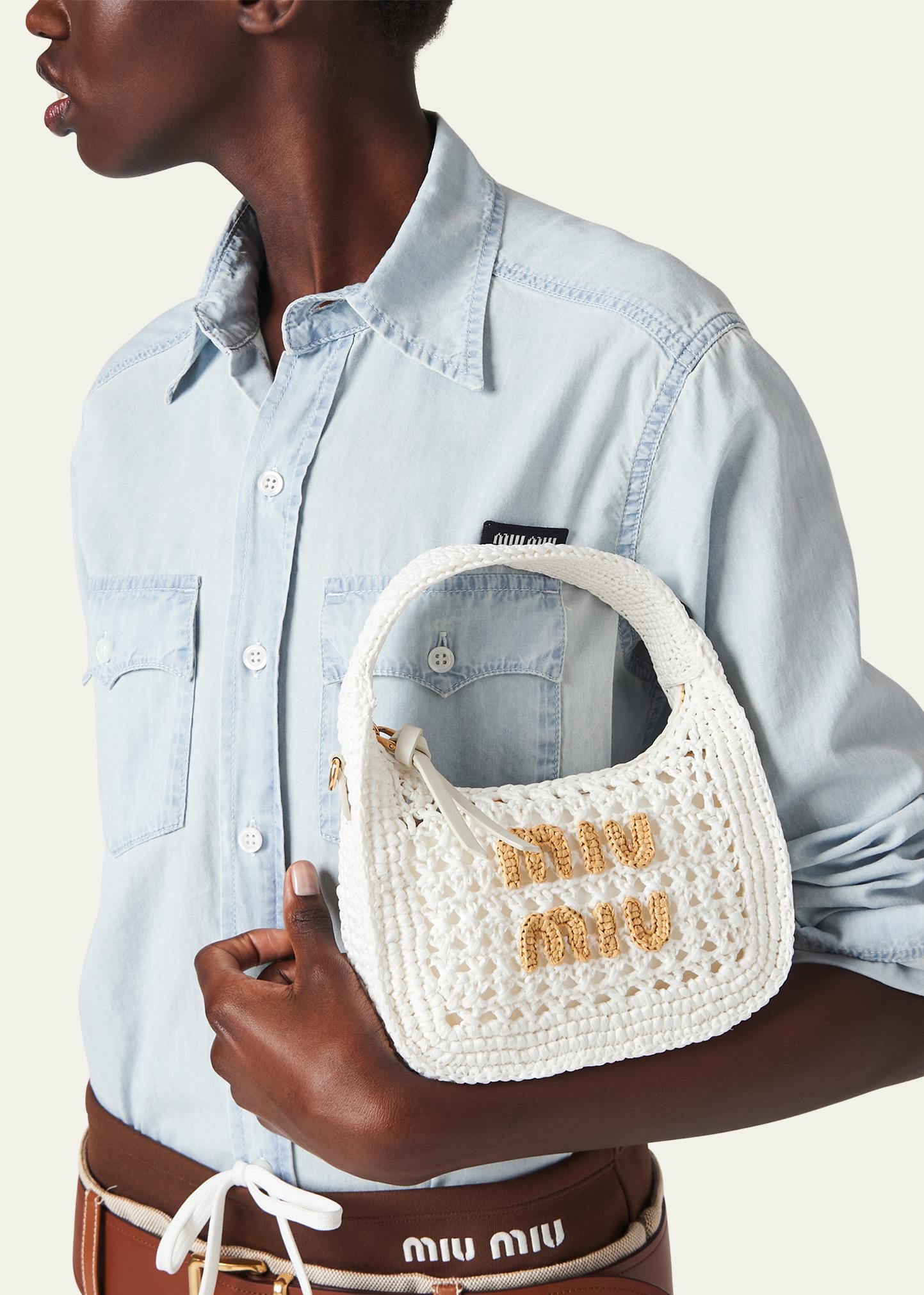 Miu Miu Logo Crochet Top-Handle Bag - Bergdorf Goodman