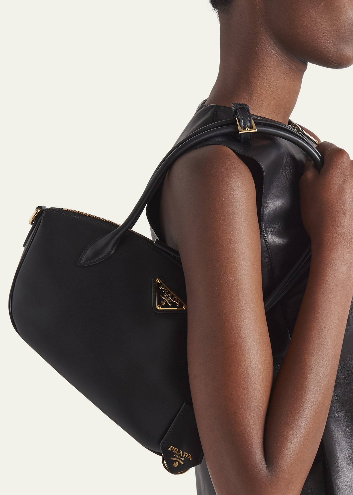 Prada City Zip Leather Shoulder Bag - Bergdorf Goodman