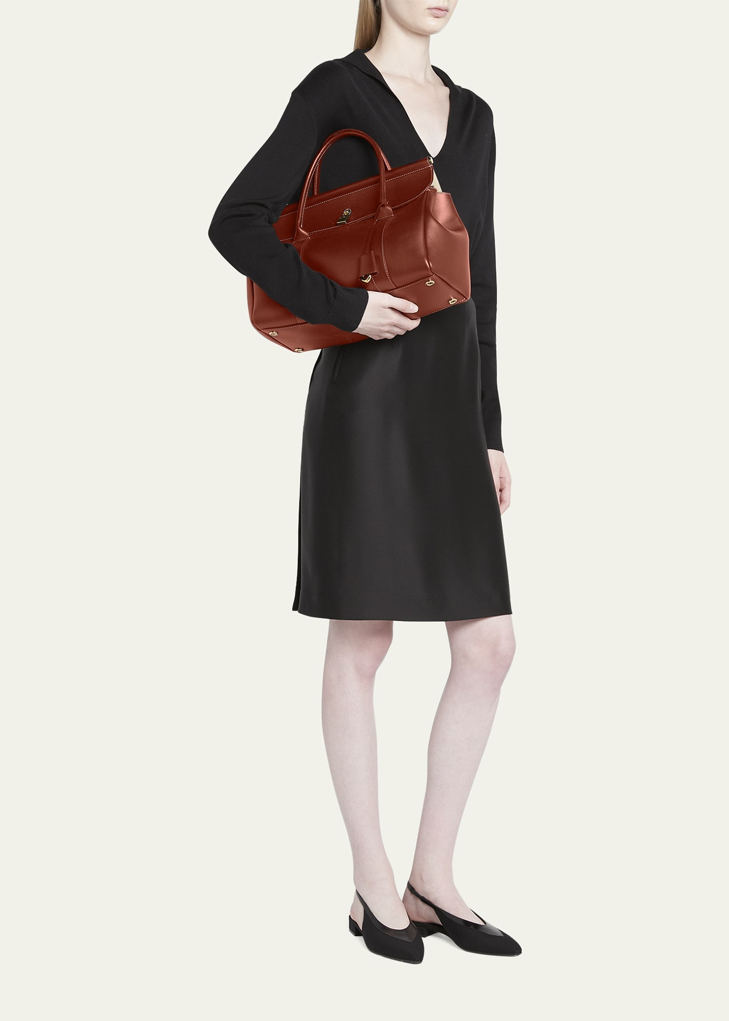 Loro Piana Loom 32 Rounded Leather Top-Handle Bag - Bergdorf Goodman