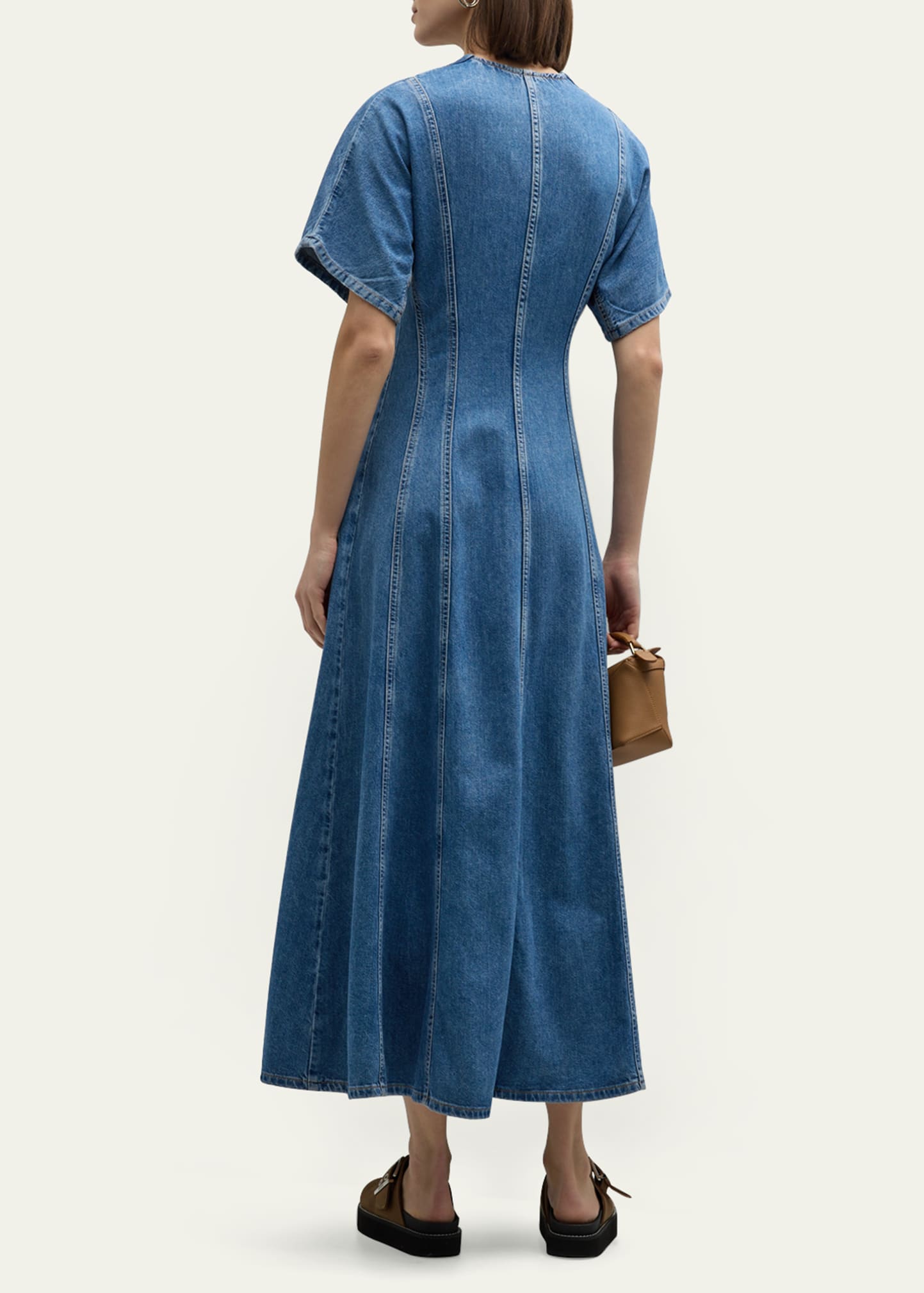 Ganni Future Short-Sleeve Denim Maxi Dress - Bergdorf Goodman