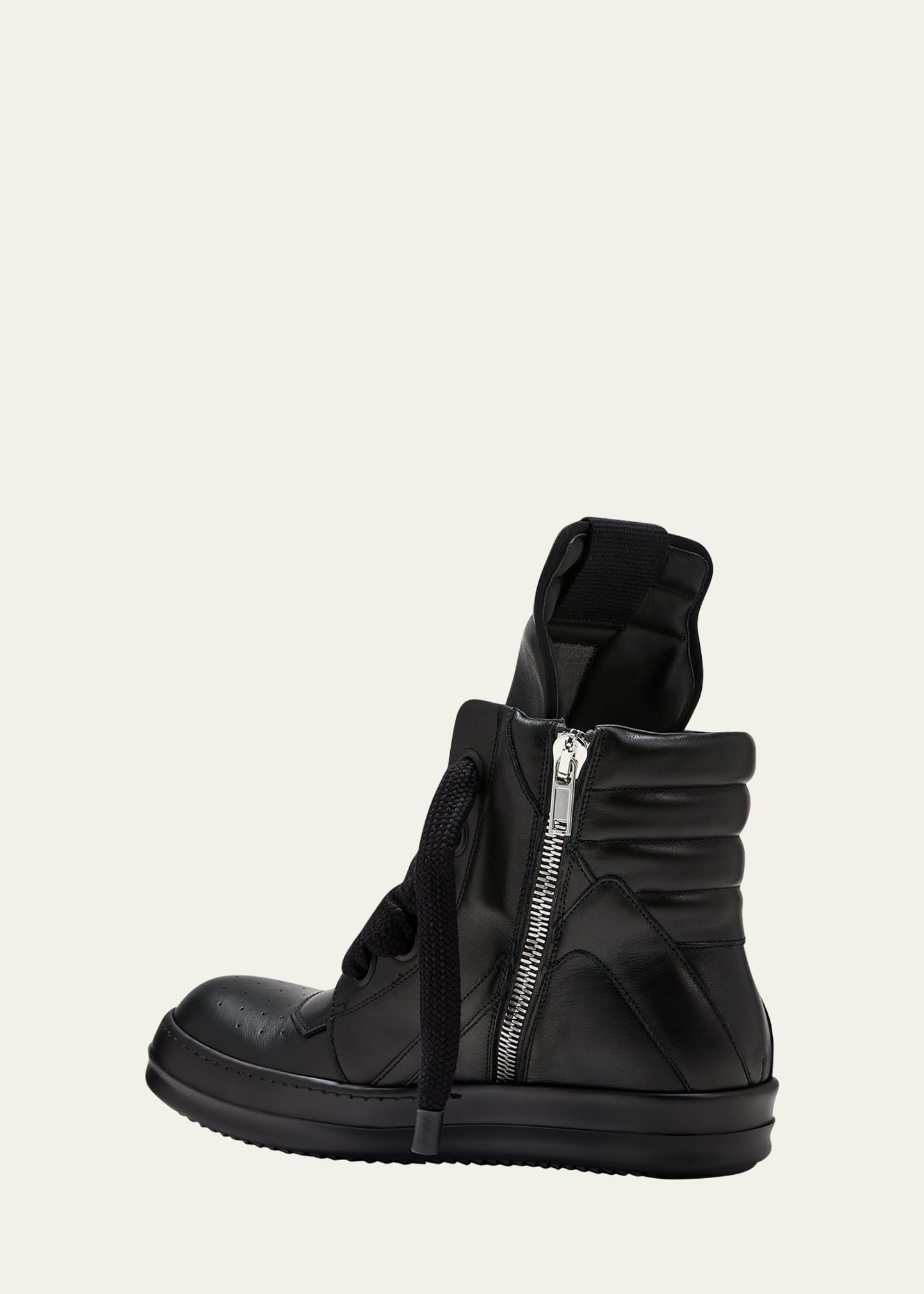 Rick Owens Men's Geobasket Leather Jumbo-Laced High-Top Sneakers