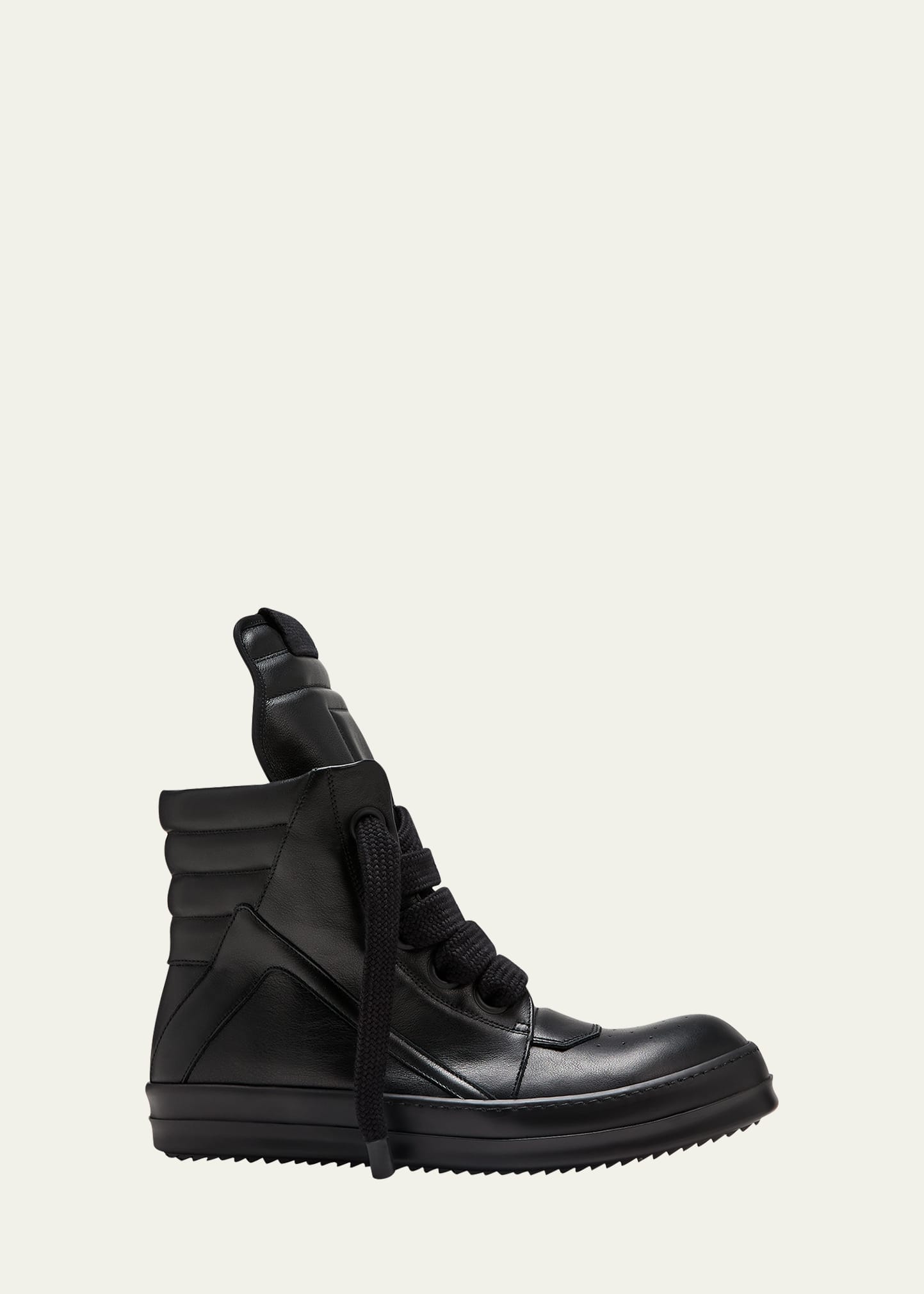 Rick Owens Men's Geobasket Leather Jumbo-Laced High-Top