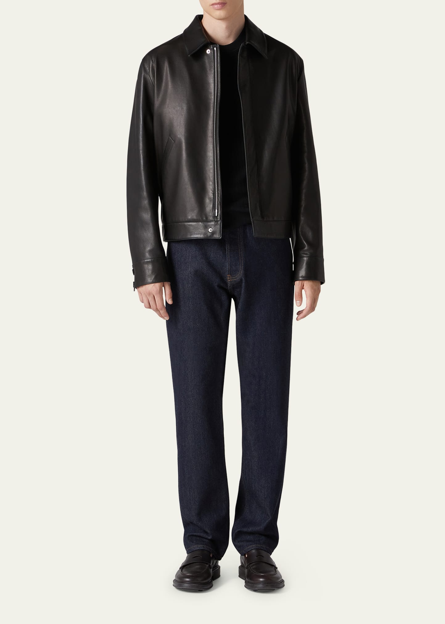 Loro Piana Men's Yabu Grained Calf Leather Jacket - Bergdorf Goodman