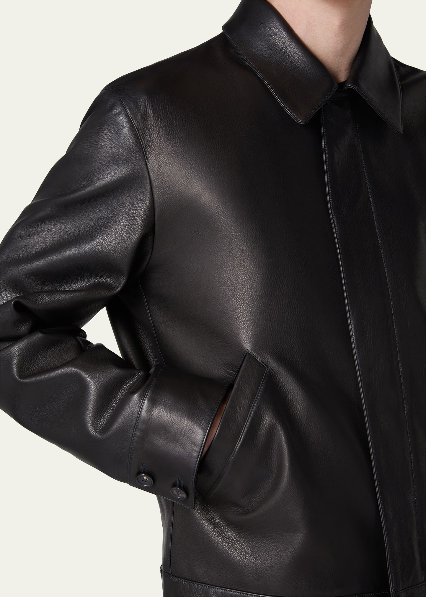 Loro Piana Men's Yabu Grained Calf Leather Jacket - Bergdorf Goodman