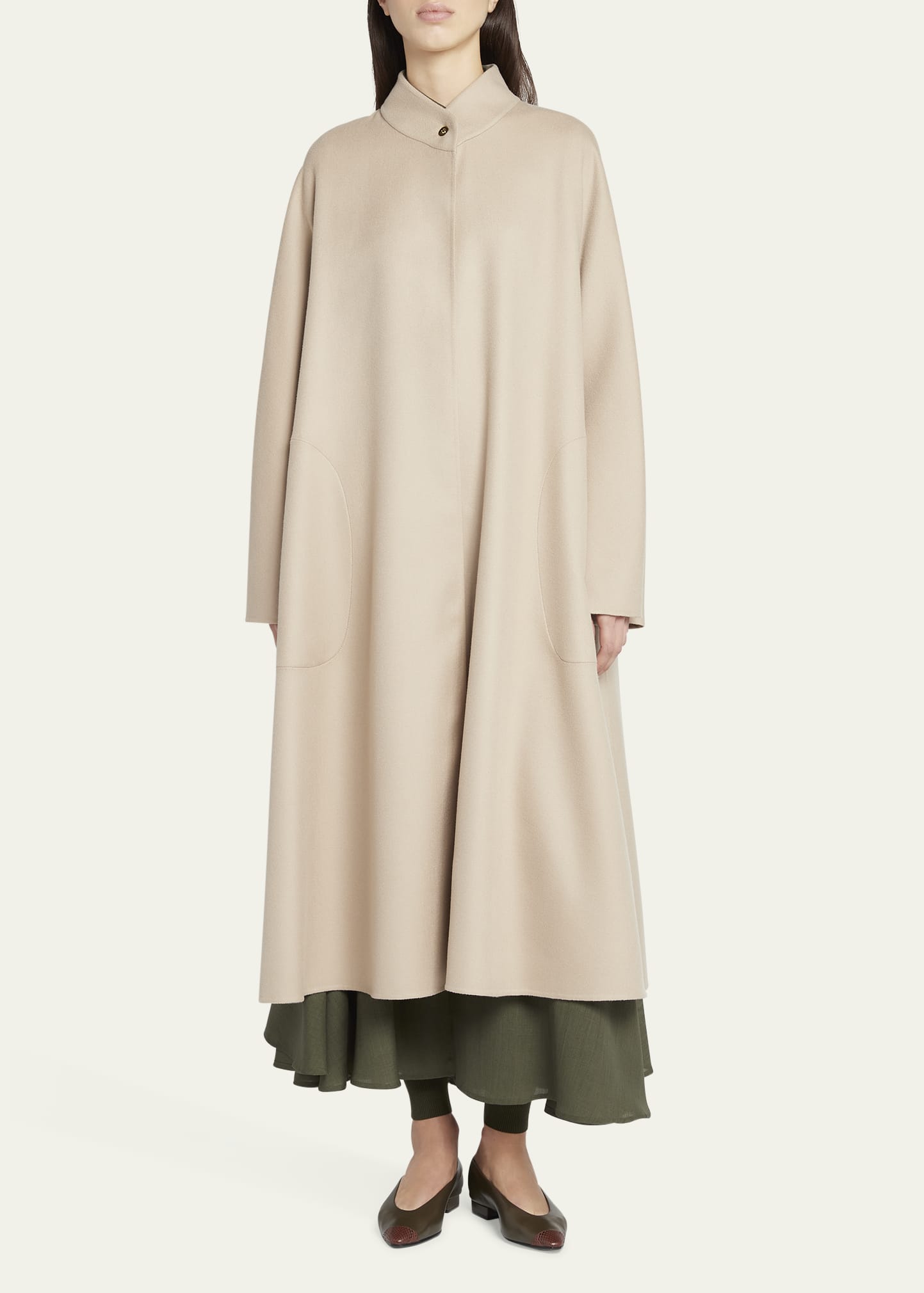 【超高級】Loro Piana ストライプ トレンチコート 42 ピンクベージュ DUNFORD】【Loro Piana Fabric】ウールツイルステンカラーコート