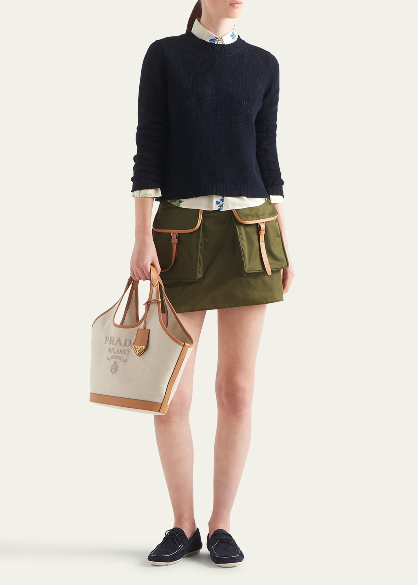PRADA Cargo Mini Skirt 関税送料無料 Prada - Re-Nylon mini-skirt with logo black - The Corner