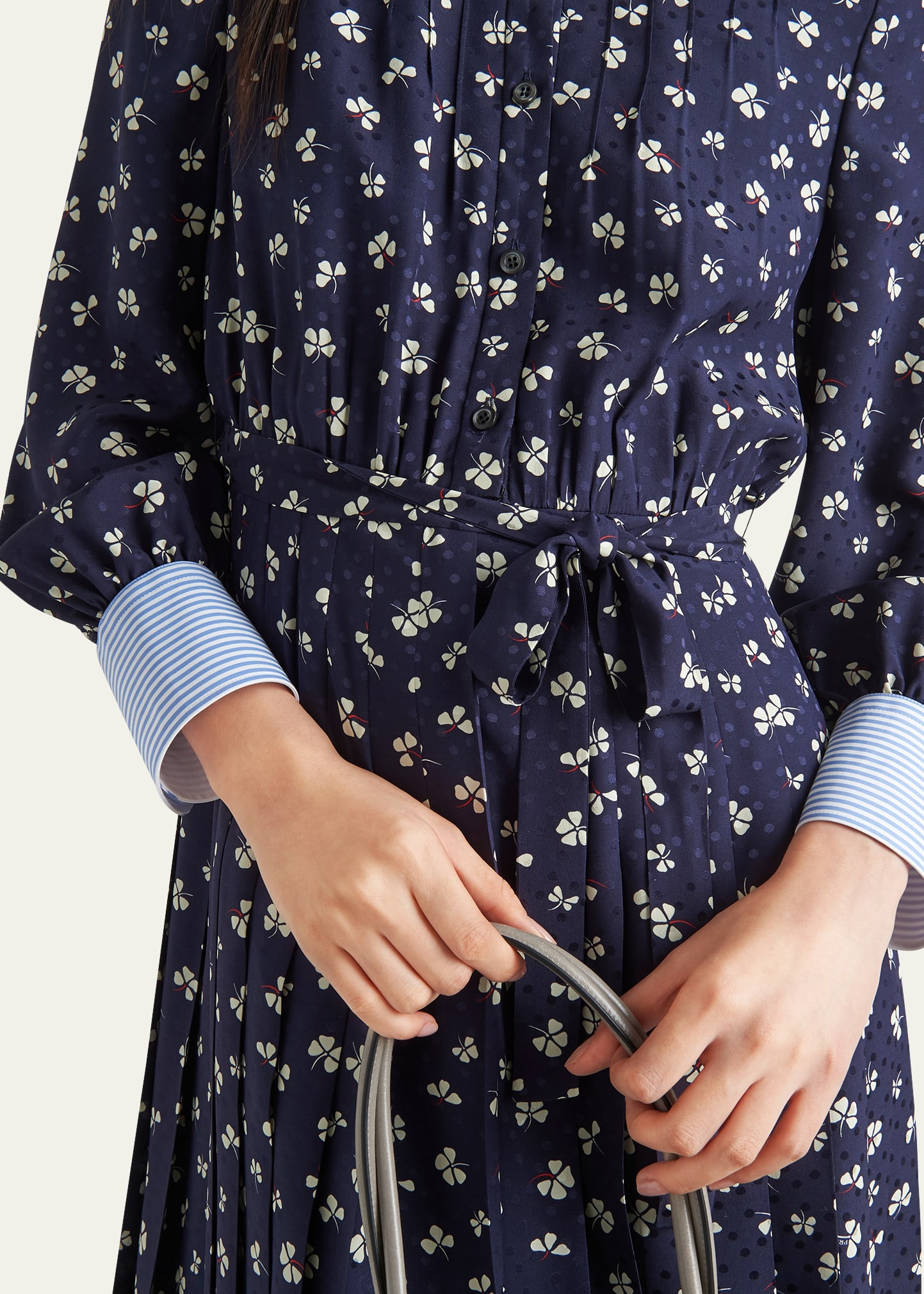 ワンピース PRADA NAVY BLUE MESH MINI DRESS Cotton mesh minidress in blue - Prada | Mytheresa