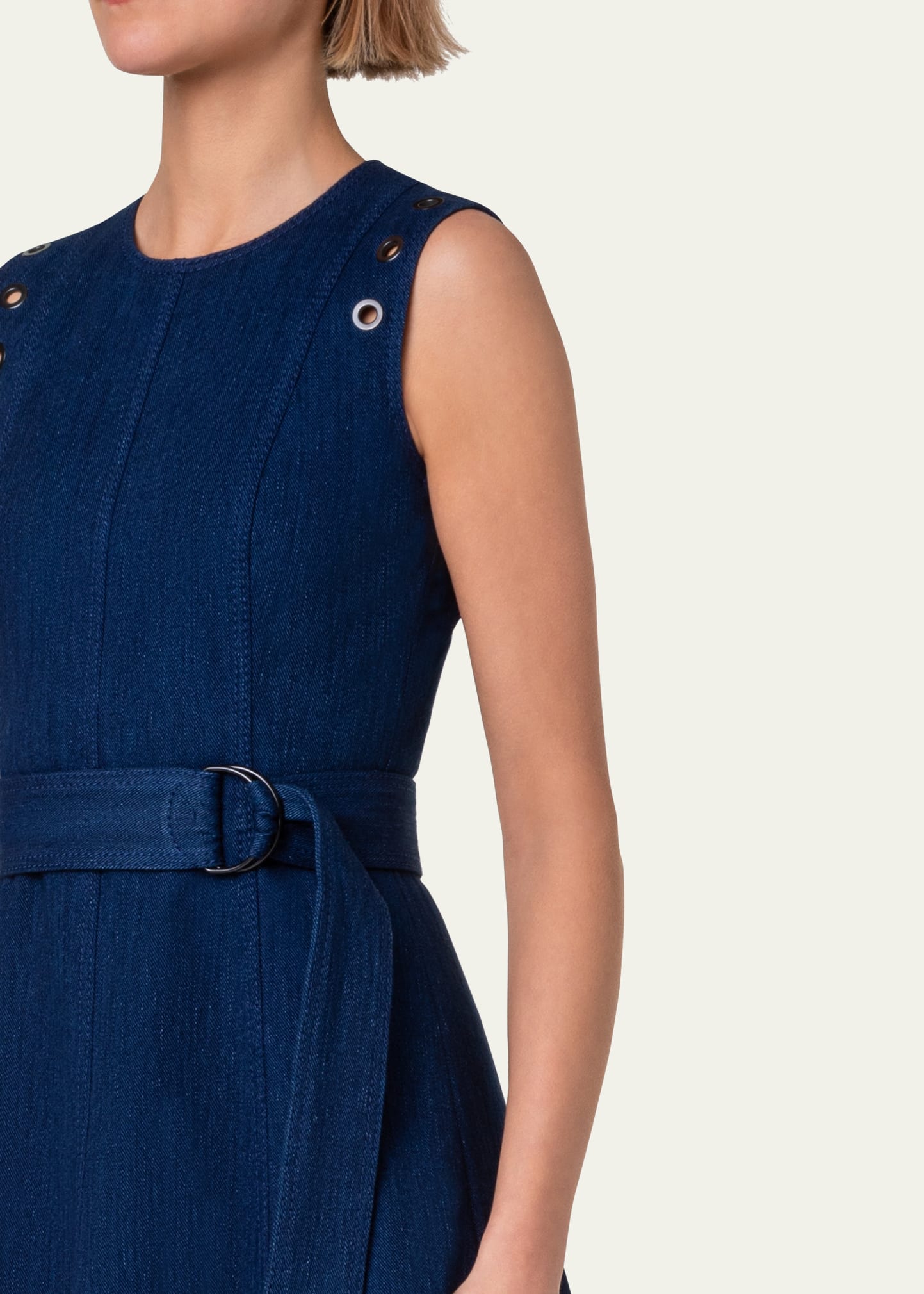 akris punto belted denim dress Denim Shirt Dress, MEDIUM BLUE Denim / 8