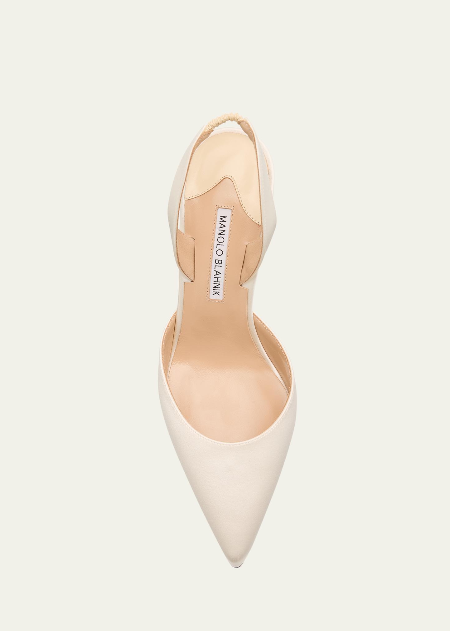 Manolo Blahnik 70mm Carolyne Satin Slingback Pumps - Bergdorf Goodman