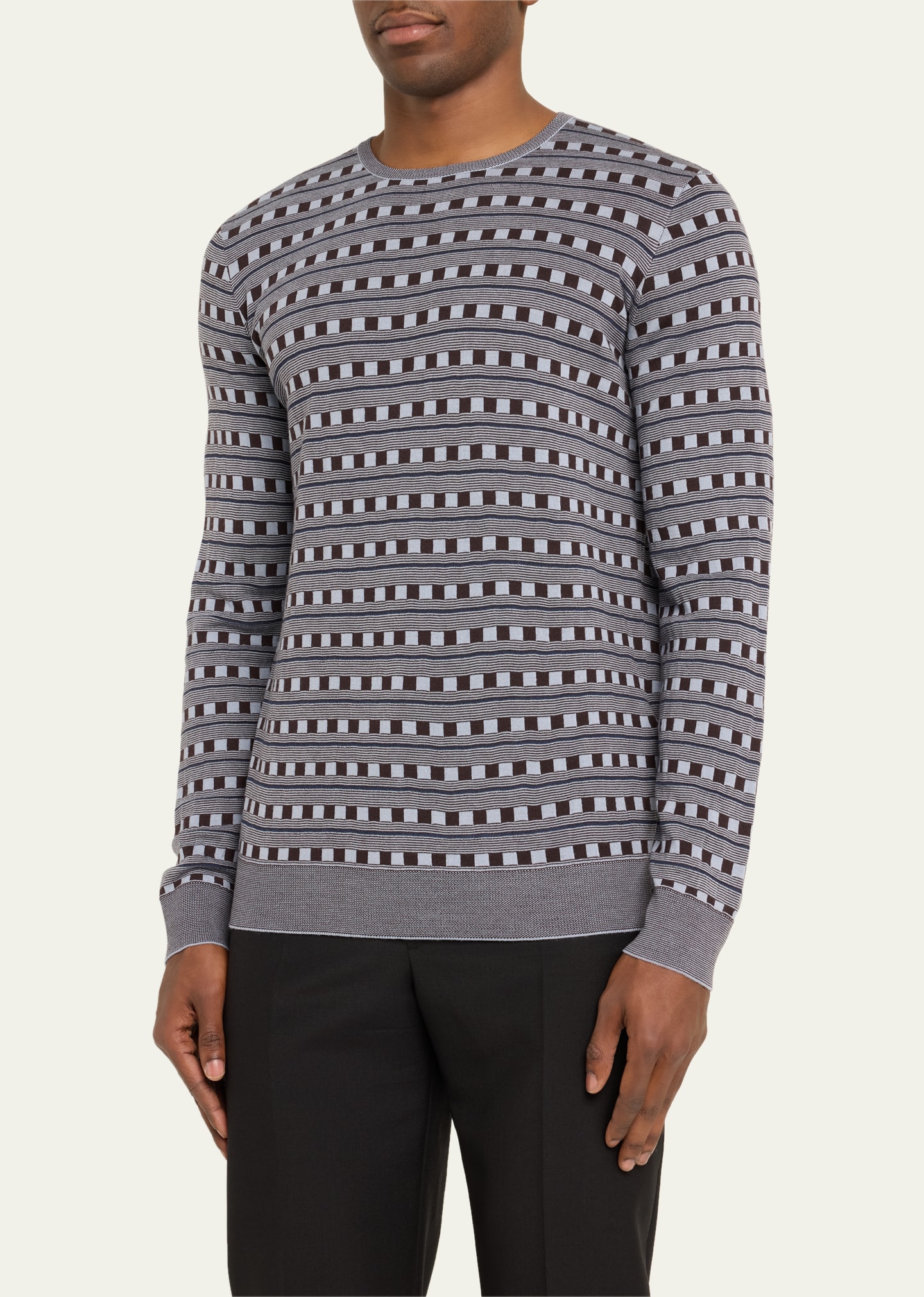 Giorgio Armani Men's Wool Geometric Crewneck Sweater - Bergdorf