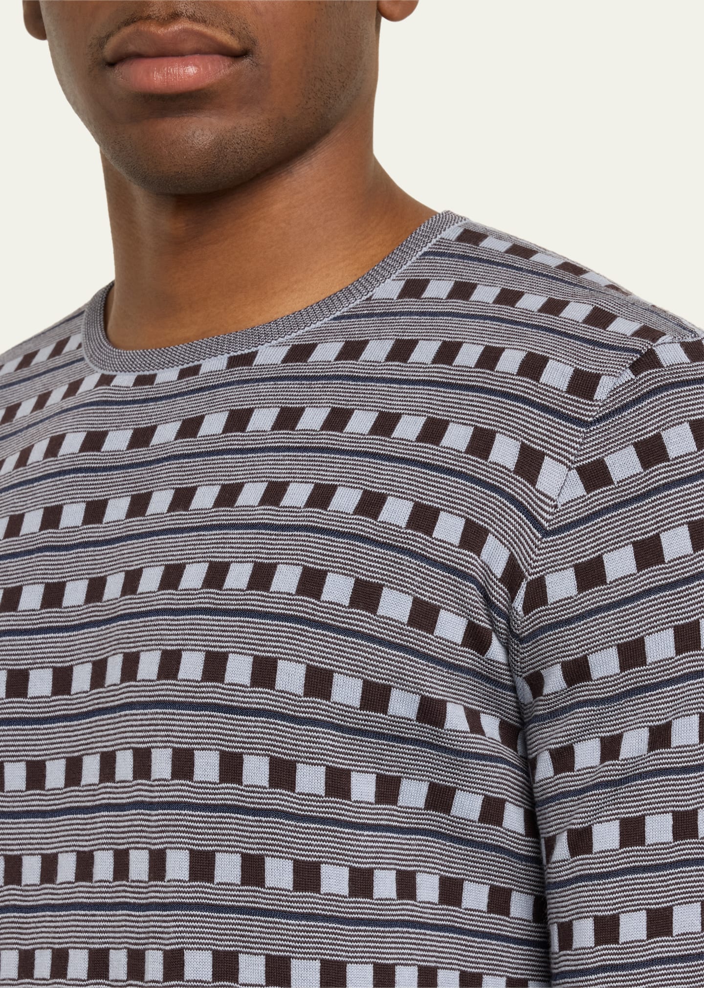 Giorgio Armani Men's Wool Geometric Crewneck Sweater - Bergdorf