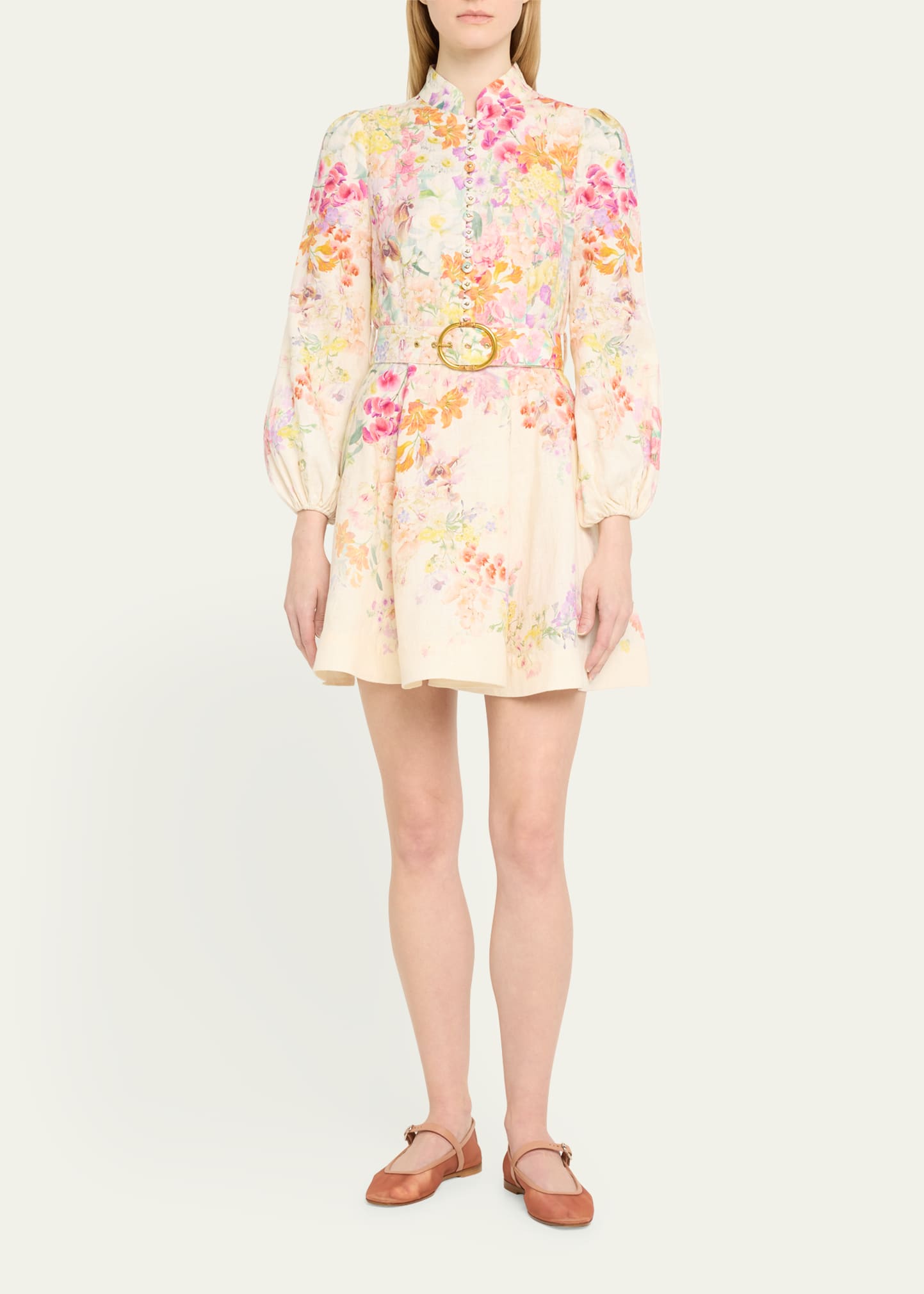 Zimmermann Natura Floral Buttoned Mini Dress - Bergdorf Goodman