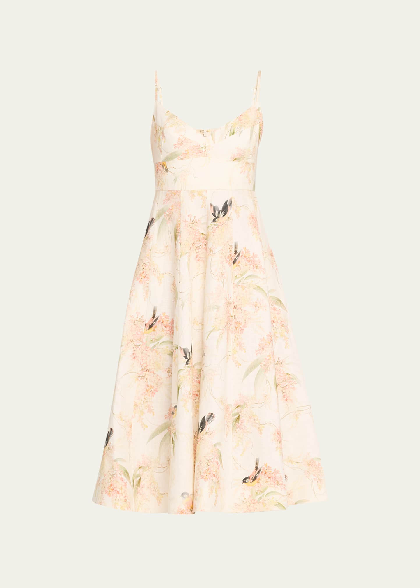 chinese dress ladies Floral Midi Dress with Pockets – Linen Blend main image 1
