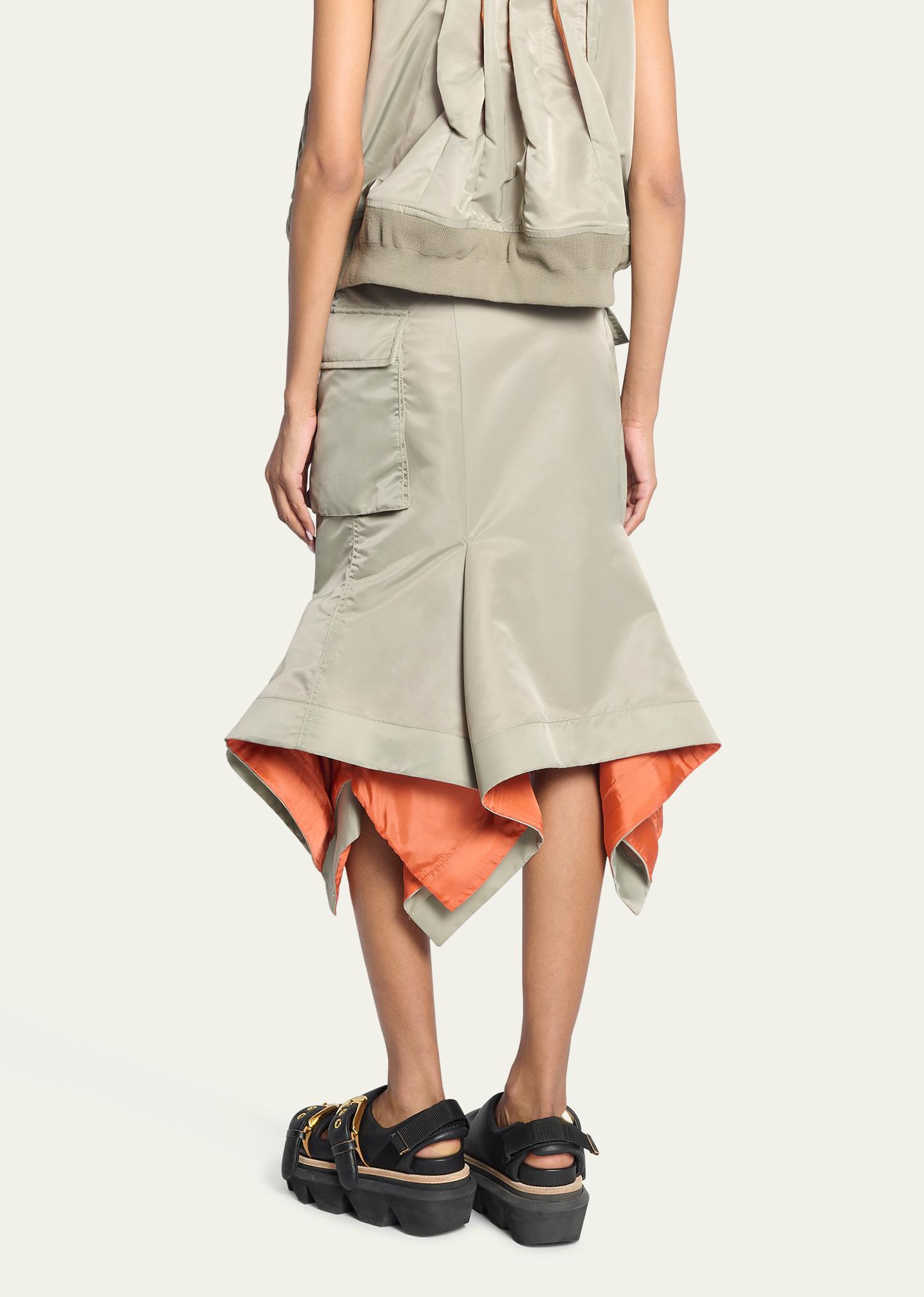 sacai Nylon-Twill Flare Hem Midi Skirt - Bergdorf Goodman