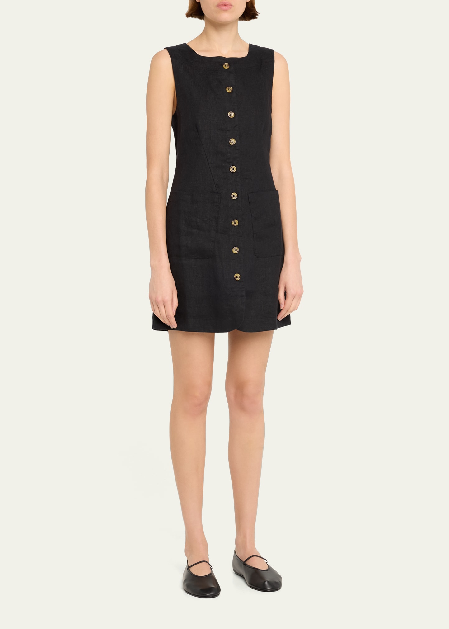 Posse Emma Sleeveless Button-Front Linen Mini Dress - Bergdorf Goodman